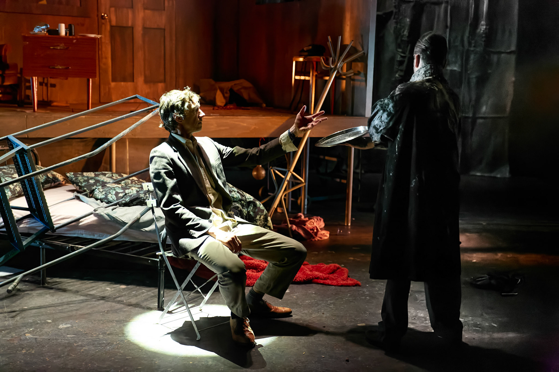 Rhinoseros by Theatr Genedlaethol Cymru.CastRhodri MeilirBethan Ellis OwenDafydd EmyrIoan GwynPriya HallEddie LaddGlyn PritchardVictoria PughCreative teamAuthor Eugène IonescoWelsh Adaptation Manon Steffan RosDirector Steffan DonnellySet and Costume Designer Cai Dyfan Lighting Designer Ceri James Sound Designer and Composer Dyfan Jones Voice Director Nia LynnMovement Director Catherine Alexander