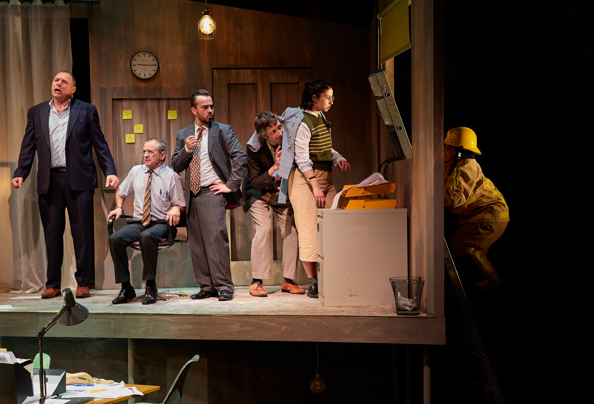 Rhinoseros by Theatr Genedlaethol Cymru.CastRhodri MeilirBethan Ellis OwenDafydd EmyrIoan GwynPriya HallEddie LaddGlyn PritchardVictoria PughCreative teamAuthor Eugène IonescoWelsh Adaptation Manon Steffan RosDirector Steffan DonnellySet and Costume Designer Cai Dyfan Lighting Designer Ceri James Sound Designer and Composer Dyfan Jones Voice Director Nia LynnMovement Director Catherine Alexander