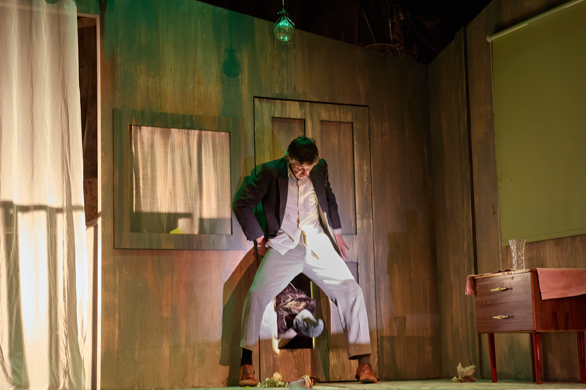 Rhinoseros by Theatr Genedlaethol Cymru.CastRhodri MeilirBethan Ellis OwenDafydd EmyrIoan GwynPriya HallEddie LaddGlyn PritchardVictoria PughCreative teamAuthor Eugène IonescoWelsh Adaptation Manon Steffan RosDirector Steffan DonnellySet and Costume Designer Cai Dyfan Lighting Designer Ceri James Sound Designer and Composer Dyfan Jones Voice Director Nia LynnMovement Director Catherine Alexander