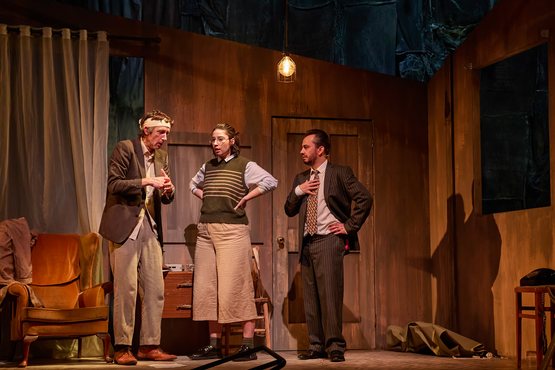 Rhinoseros by Theatr Genedlaethol Cymru.CastRhodri MeilirBethan Ellis OwenDafydd EmyrIoan GwynPriya HallEddie LaddGlyn PritchardVictoria PughCreative teamAuthor Eugène IonescoWelsh Adaptation Manon Steffan RosDirector Steffan DonnellySet and Costume Designer Cai Dyfan Lighting Designer Ceri James Sound Designer and Composer Dyfan Jones Voice Director Nia LynnMovement Director Catherine Alexander