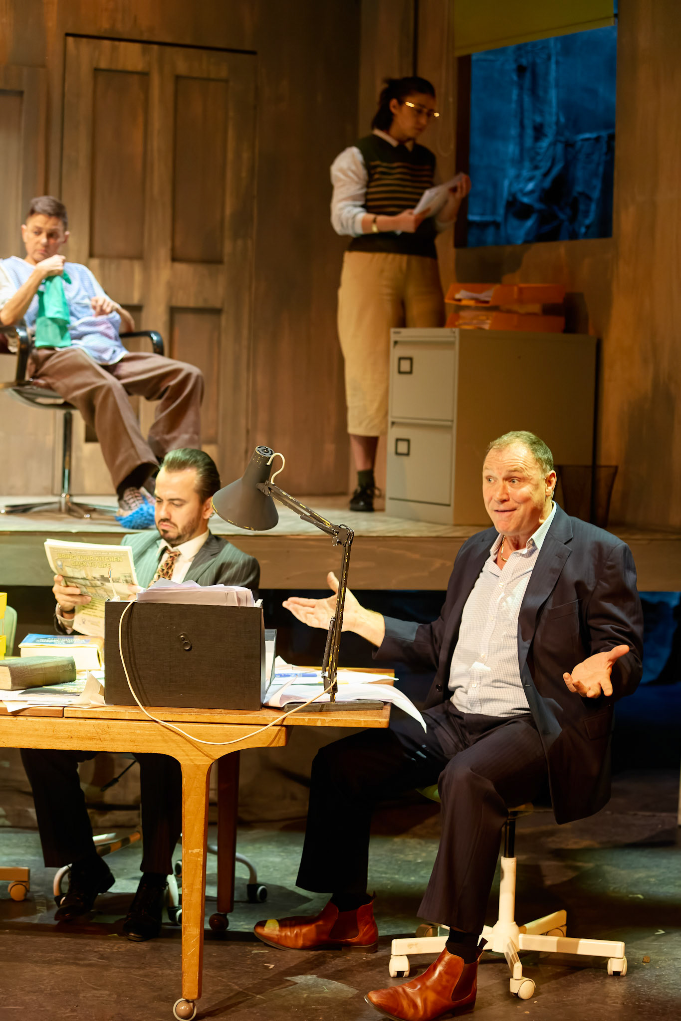 Rhinoseros by Theatr Genedlaethol Cymru.CastRhodri MeilirBethan Ellis OwenDafydd EmyrIoan GwynPriya HallEddie LaddGlyn PritchardVictoria PughCreative teamAuthor Eugène IonescoWelsh Adaptation Manon Steffan RosDirector Steffan DonnellySet and Costume Designer Cai Dyfan Lighting Designer Ceri James Sound Designer and Composer Dyfan Jones Voice Director Nia LynnMovement Director Catherine Alexander