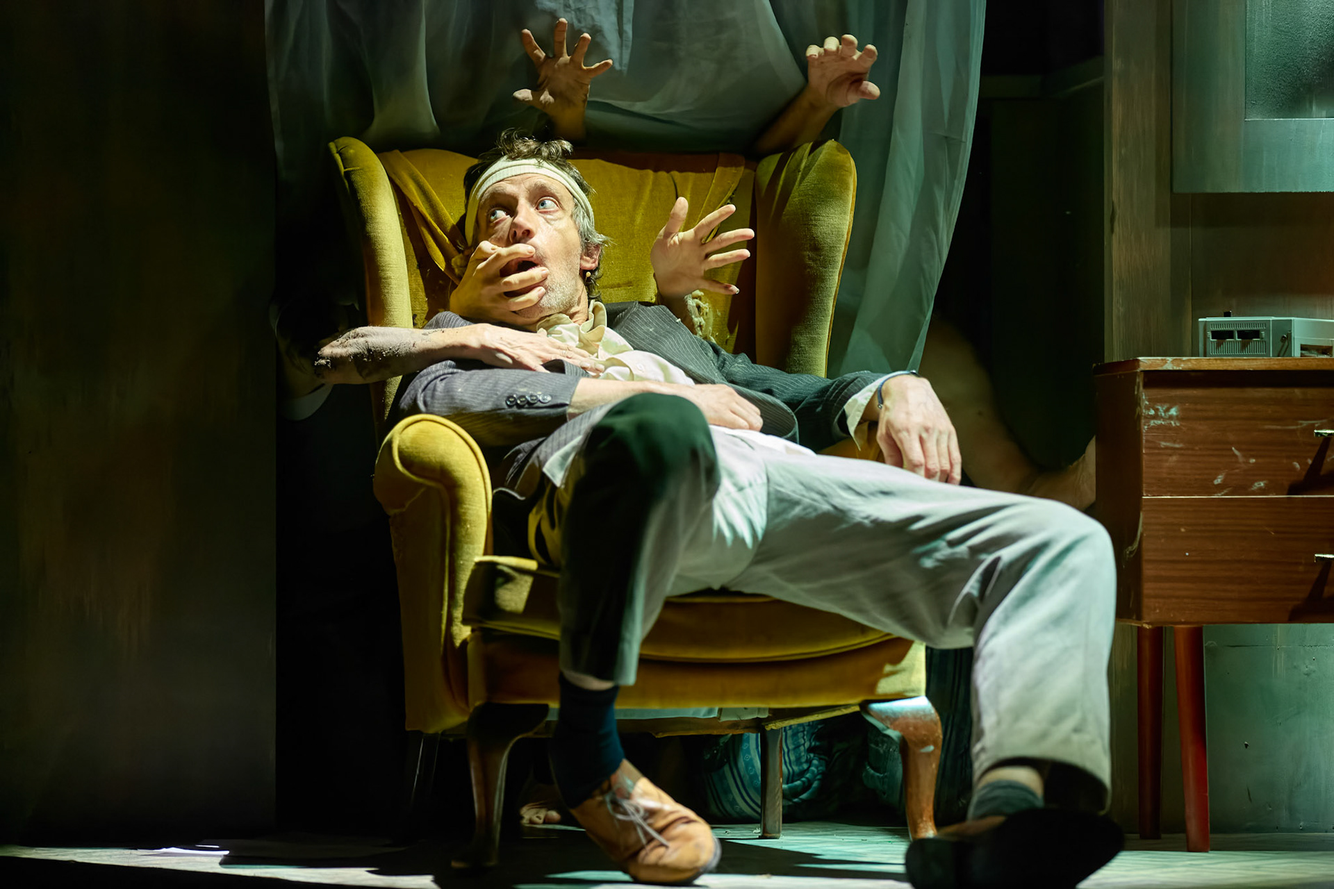 Rhinoseros by Theatr Genedlaethol Cymru.CastRhodri MeilirBethan Ellis OwenDafydd EmyrIoan GwynPriya HallEddie LaddGlyn PritchardVictoria PughCreative teamAuthor Eugène IonescoWelsh Adaptation Manon Steffan RosDirector Steffan DonnellySet and Costume Designer Cai Dyfan Lighting Designer Ceri James Sound Designer and Composer Dyfan Jones Voice Director Nia LynnMovement Director Catherine Alexander