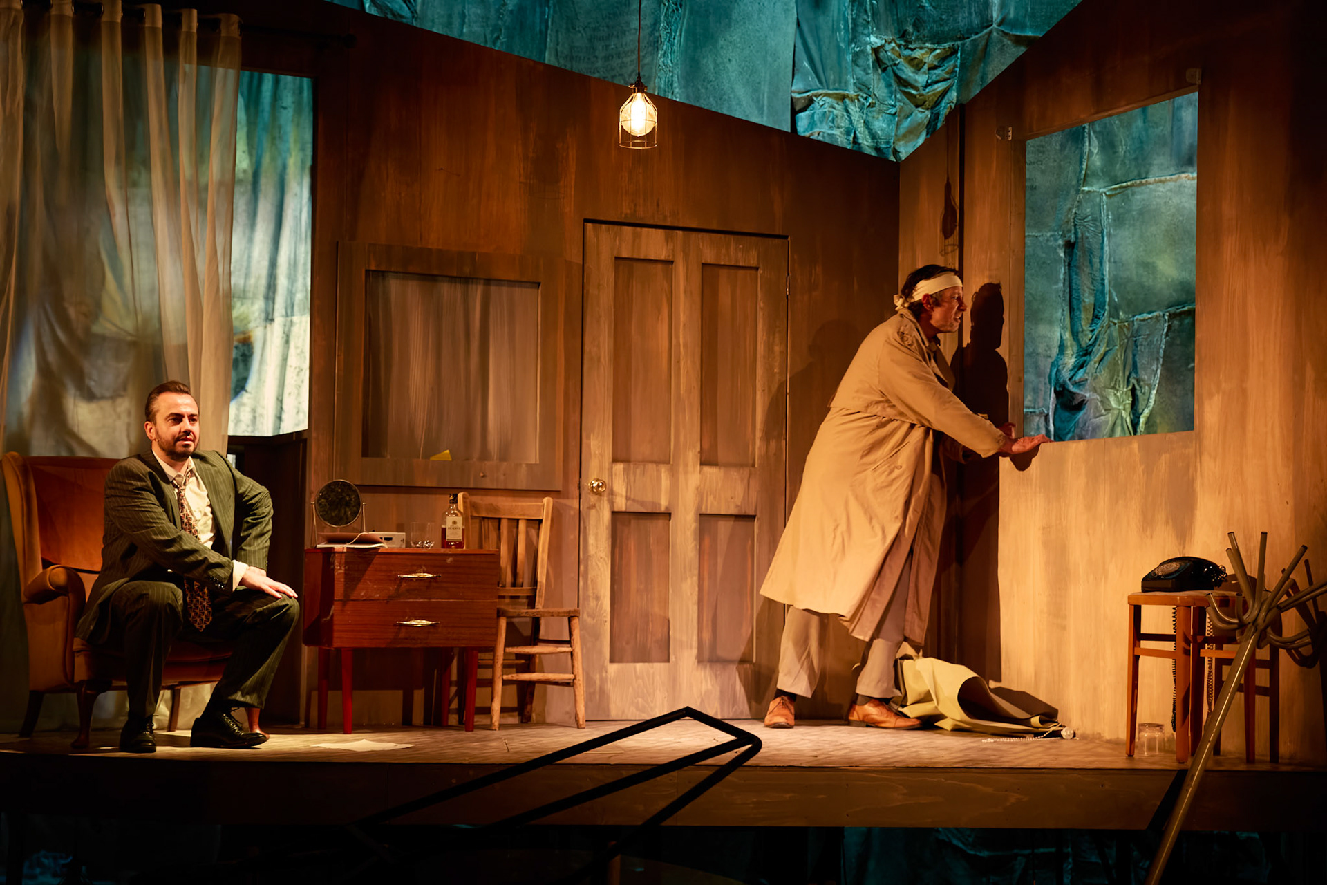 Rhinoseros by Theatr Genedlaethol Cymru.CastRhodri MeilirBethan Ellis OwenDafydd EmyrIoan GwynPriya HallEddie LaddGlyn PritchardVictoria PughCreative teamAuthor Eugène IonescoWelsh Adaptation Manon Steffan RosDirector Steffan DonnellySet and Costume Designer Cai Dyfan Lighting Designer Ceri James Sound Designer and Composer Dyfan Jones Voice Director Nia LynnMovement Director Catherine Alexander