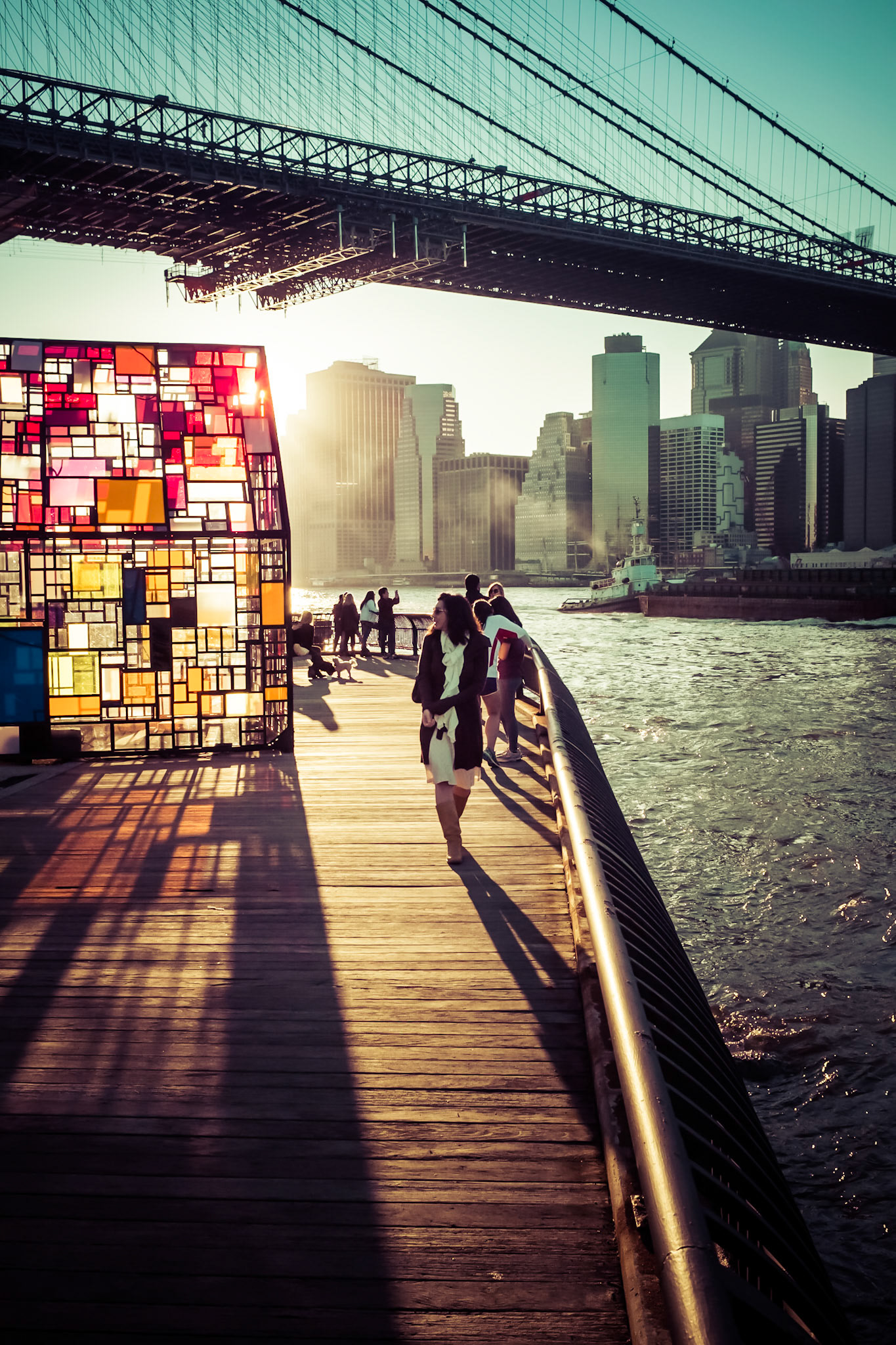Kari enjoys early springtime weather in Brooklyn Bridge Park