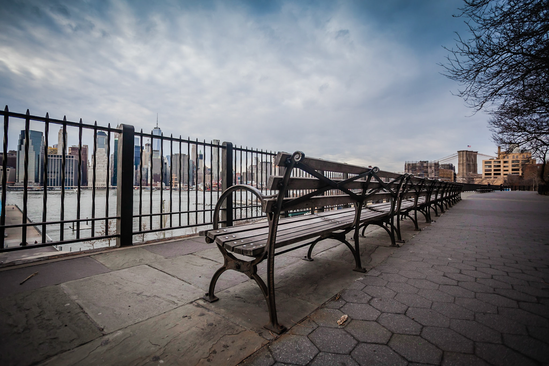 Squares, lines, circles and hexagons intersect on Brooklyn's Promenade