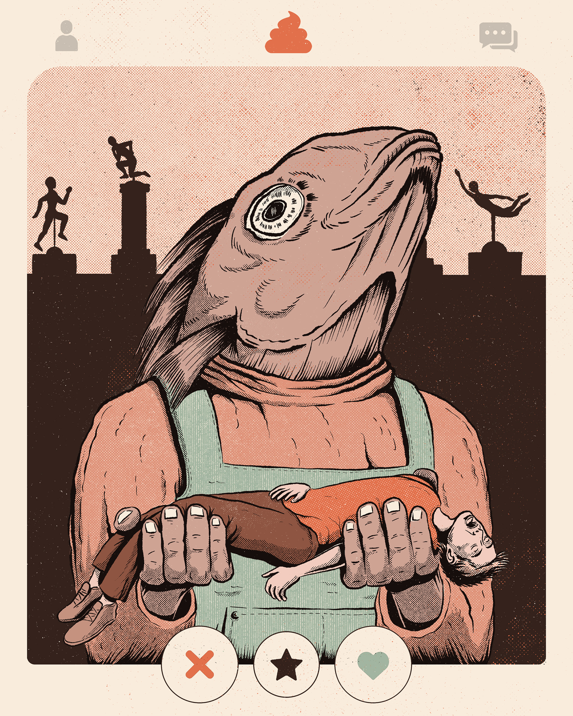 Tinder photo of a fish proudly showing a dead man to the camera