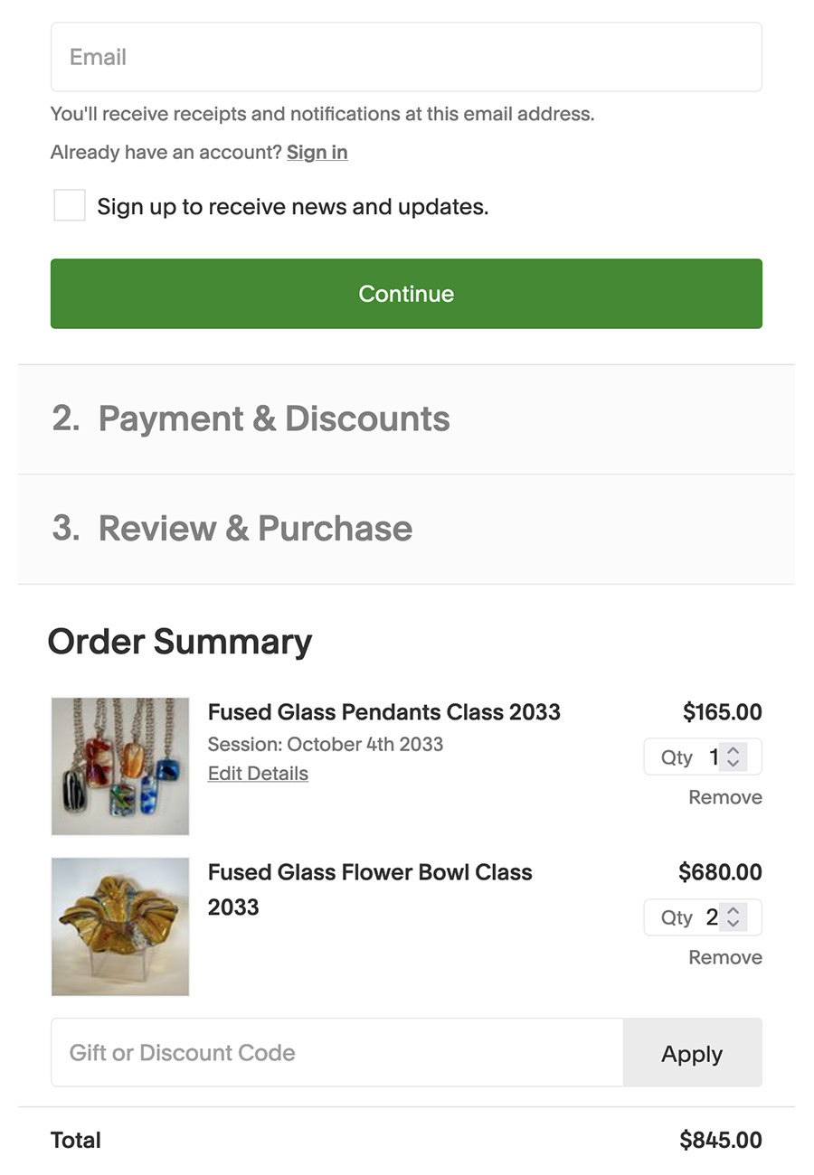Customize the checkout by choosing your branding with your color scheme and logo. Your business can accept credit cards with payment processors (PayPal, Stripe), set up taxes and shipping rates, enable customer accounts, and join email updates. Give customers the extra incentive to buy with discounts, free shipping, and more.