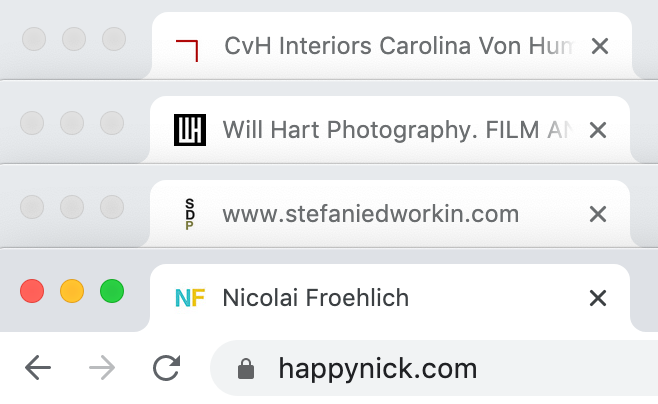 I made all these favicons based on the logos and branding by my clients (and for me).