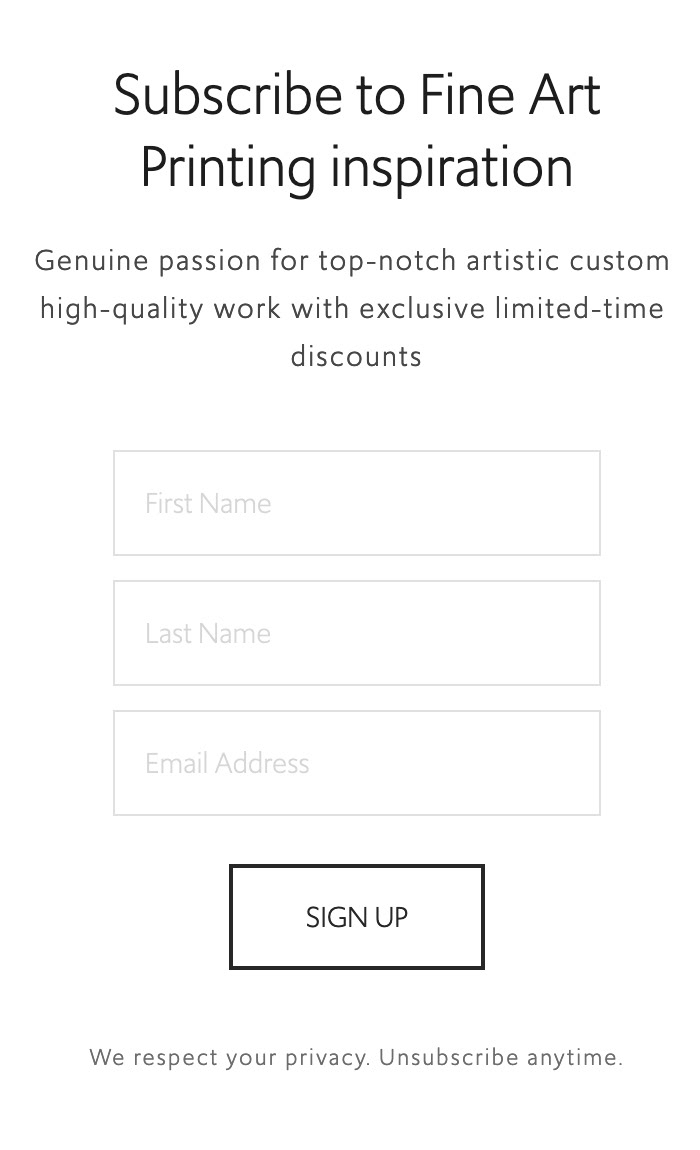 Mailchimp Embedded Signup Form on Squarespace website created to add subscribers for email marketing.
