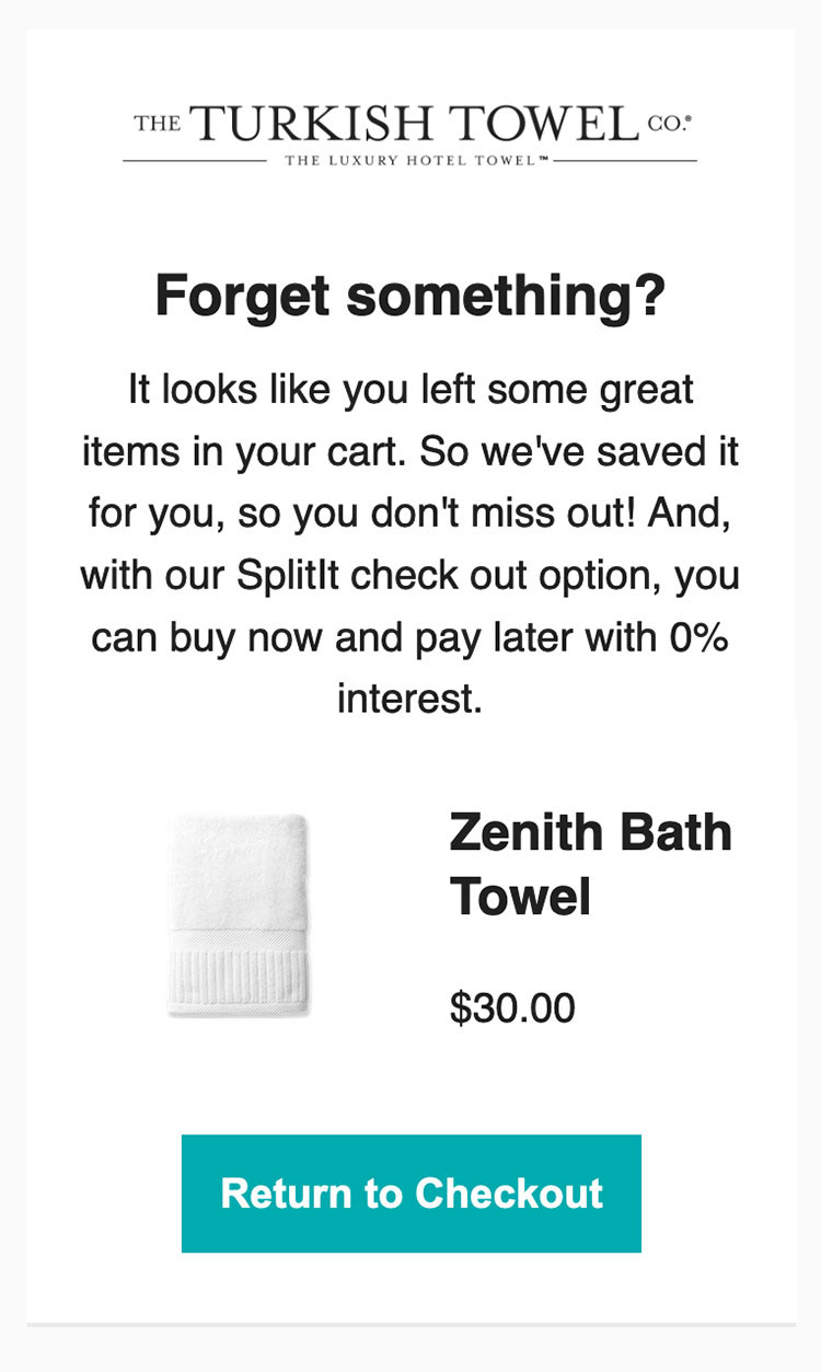 Abandoned Cart Email (Encourage purchase completion).