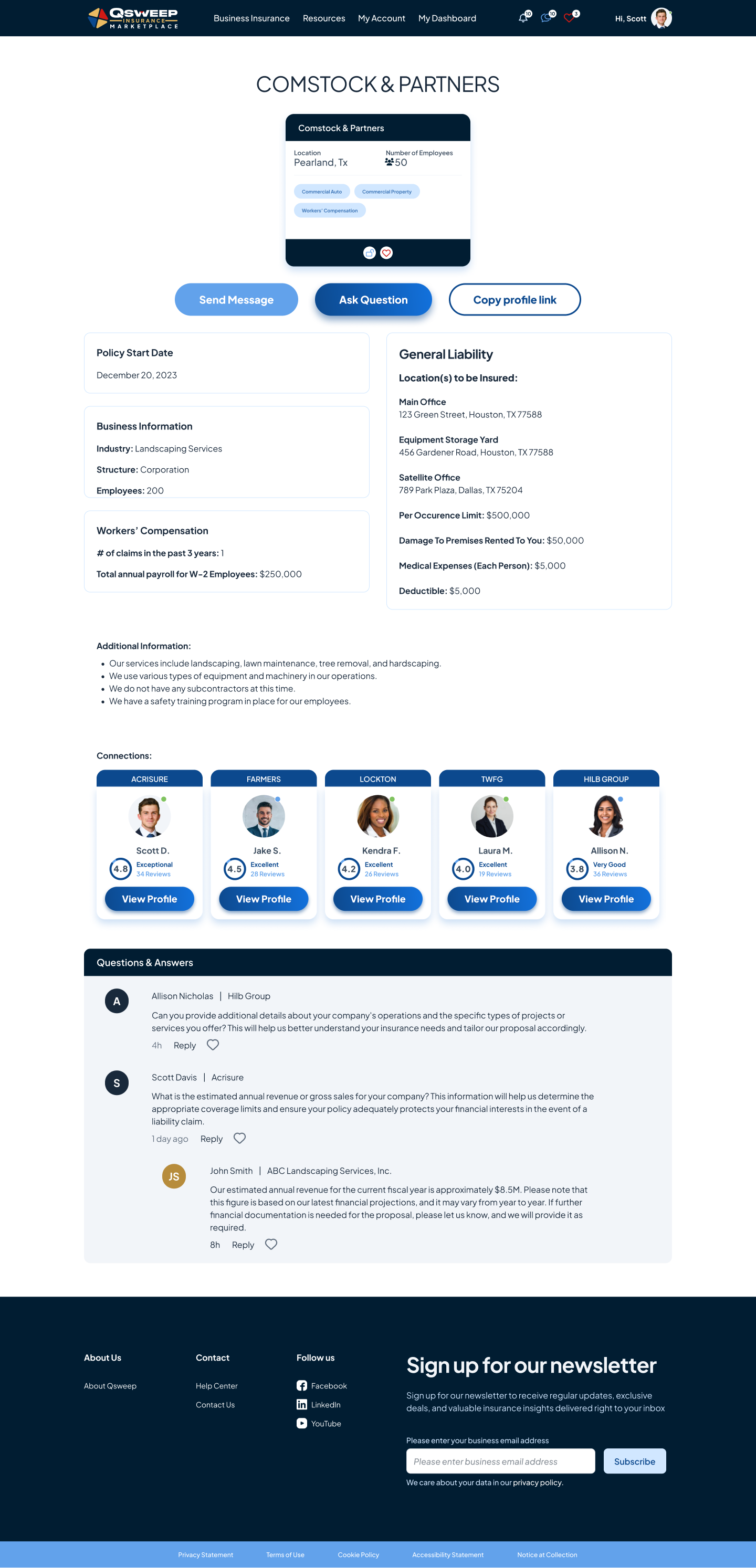 Advisor dashboard lead information details