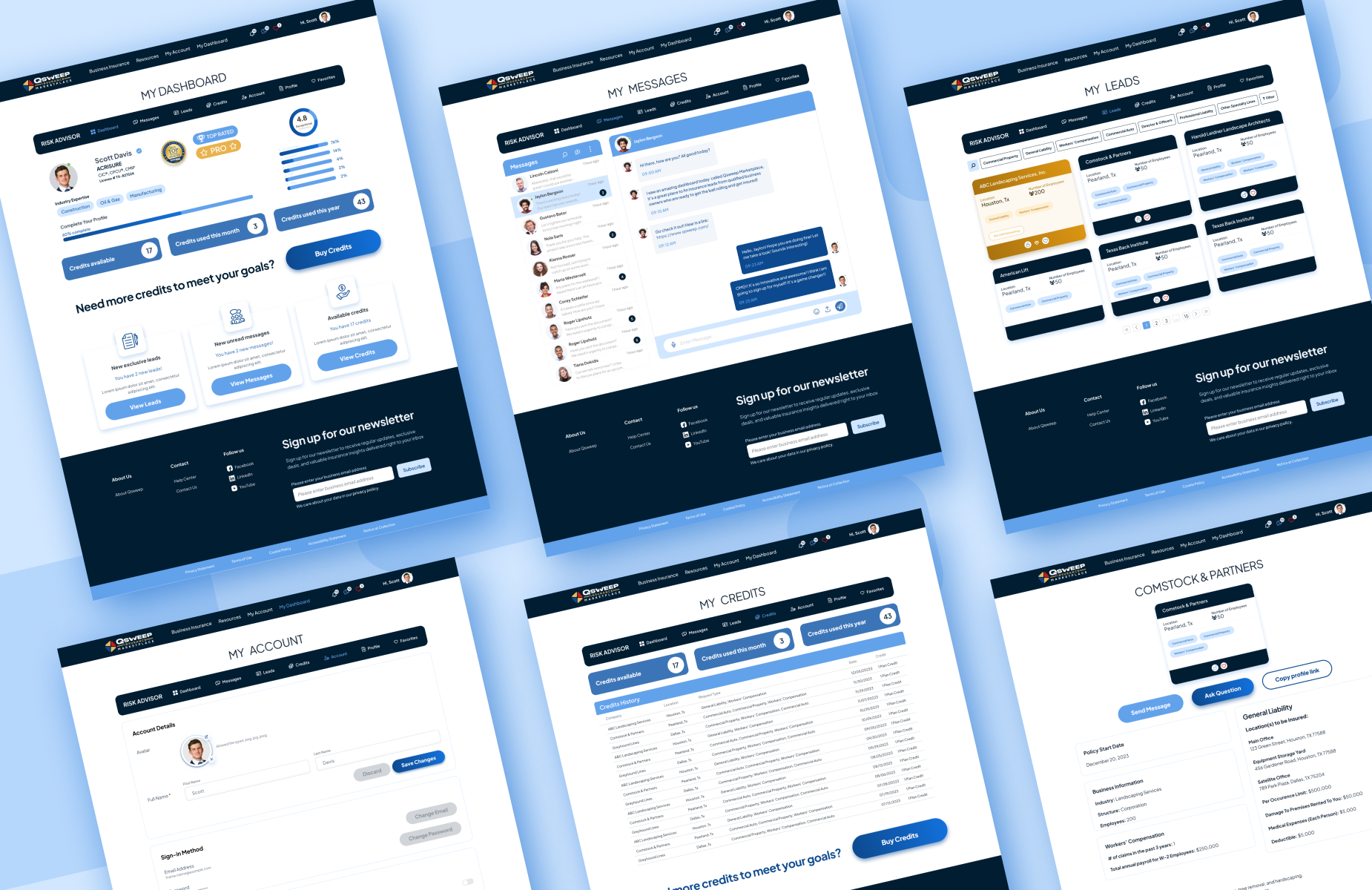 I created these high-fidelity ux/ui mockups in Figma for a SaaS dashboard user interface, as part of an Insurance marketplace UI/UX design.