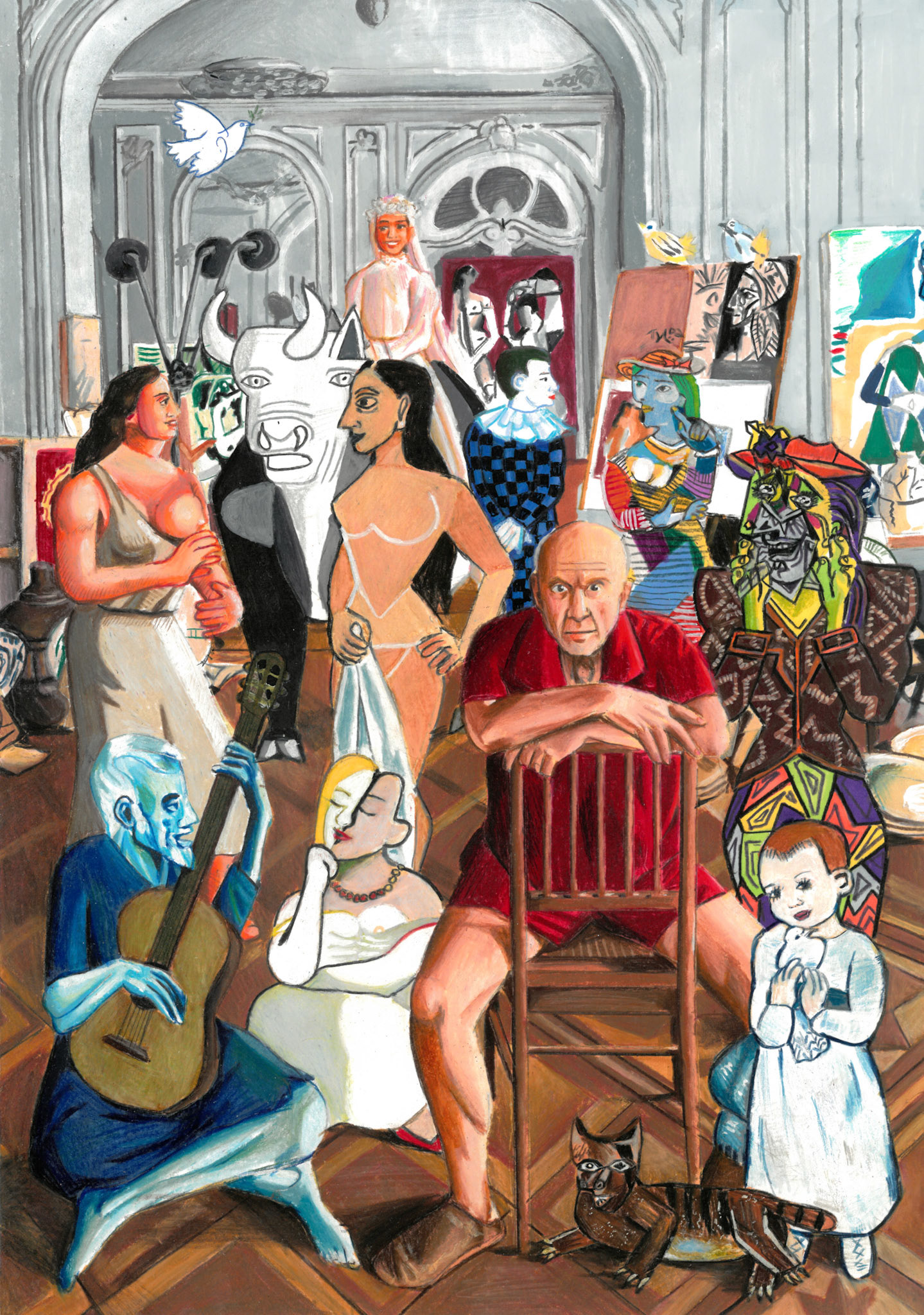 drawing for art contest devoted to Pablo Picasso's life (got first place)
