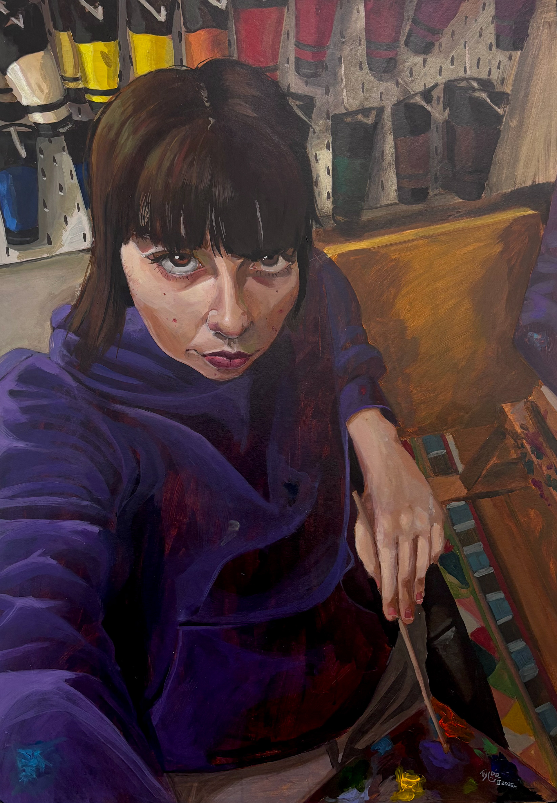 Selfportrait, 100 x 70cm, acrylic paint, 2025