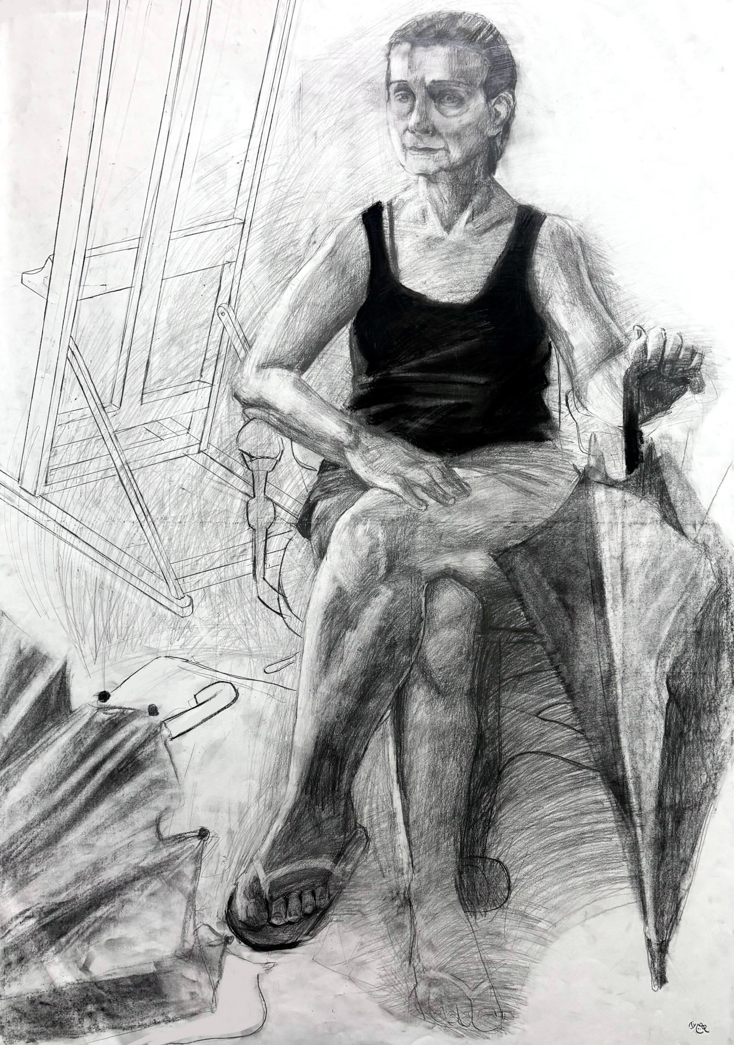 100 x 70 cm, graphite and charcoal. 2024