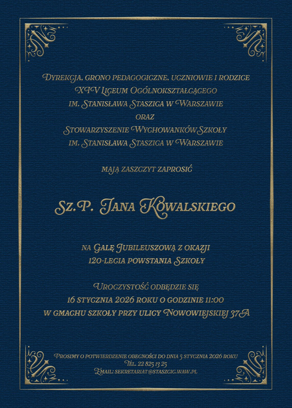 120th High School Anniversary Invitation (page 3)