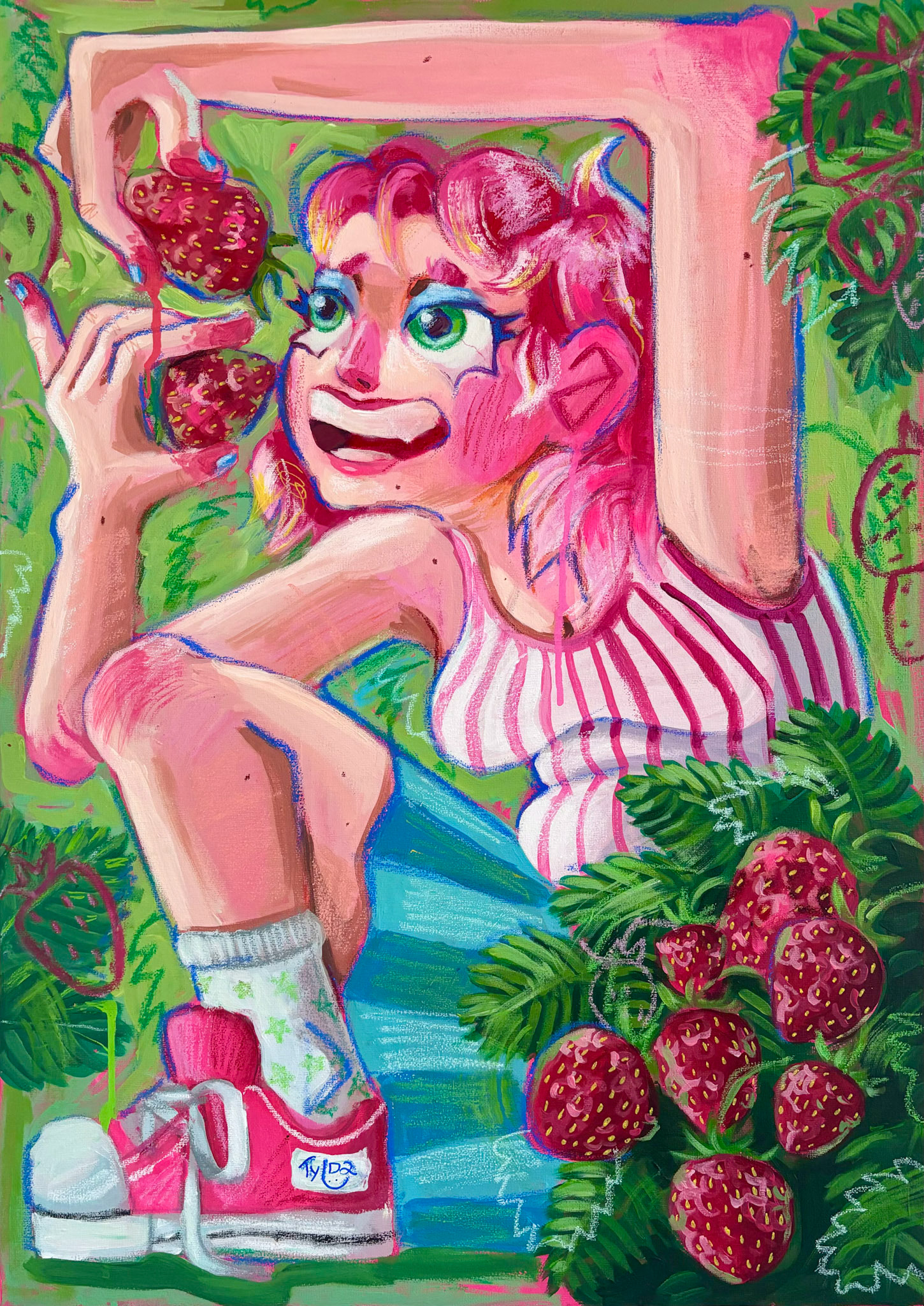 untitled, 50 x 70 cm, acrylic paint and oil pastels, 2024