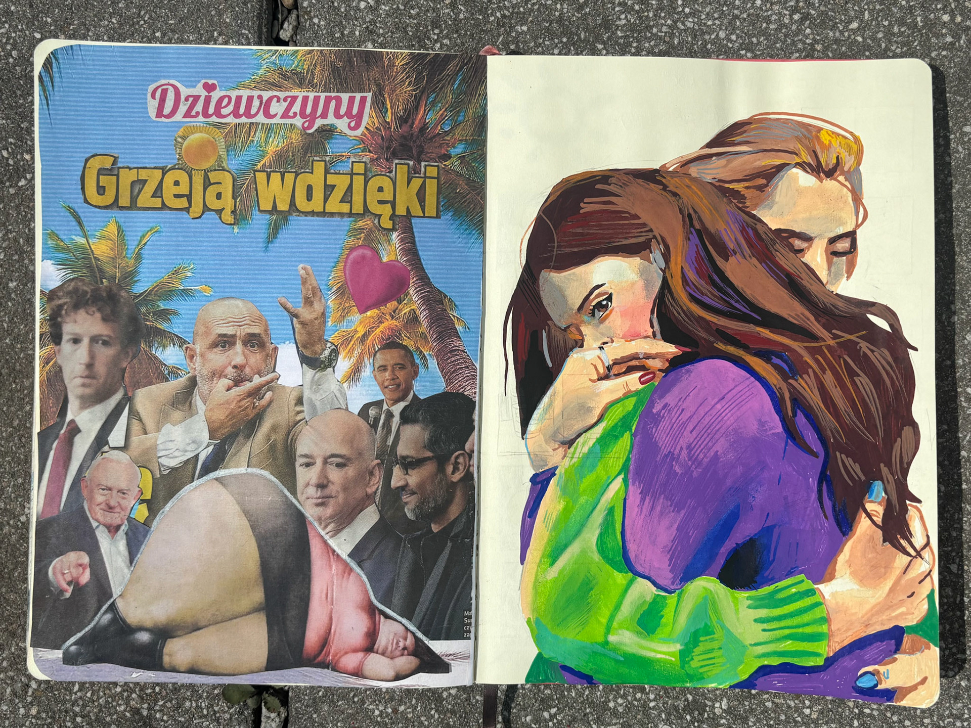 untitled, A3, collage and acrylic markers, 2025