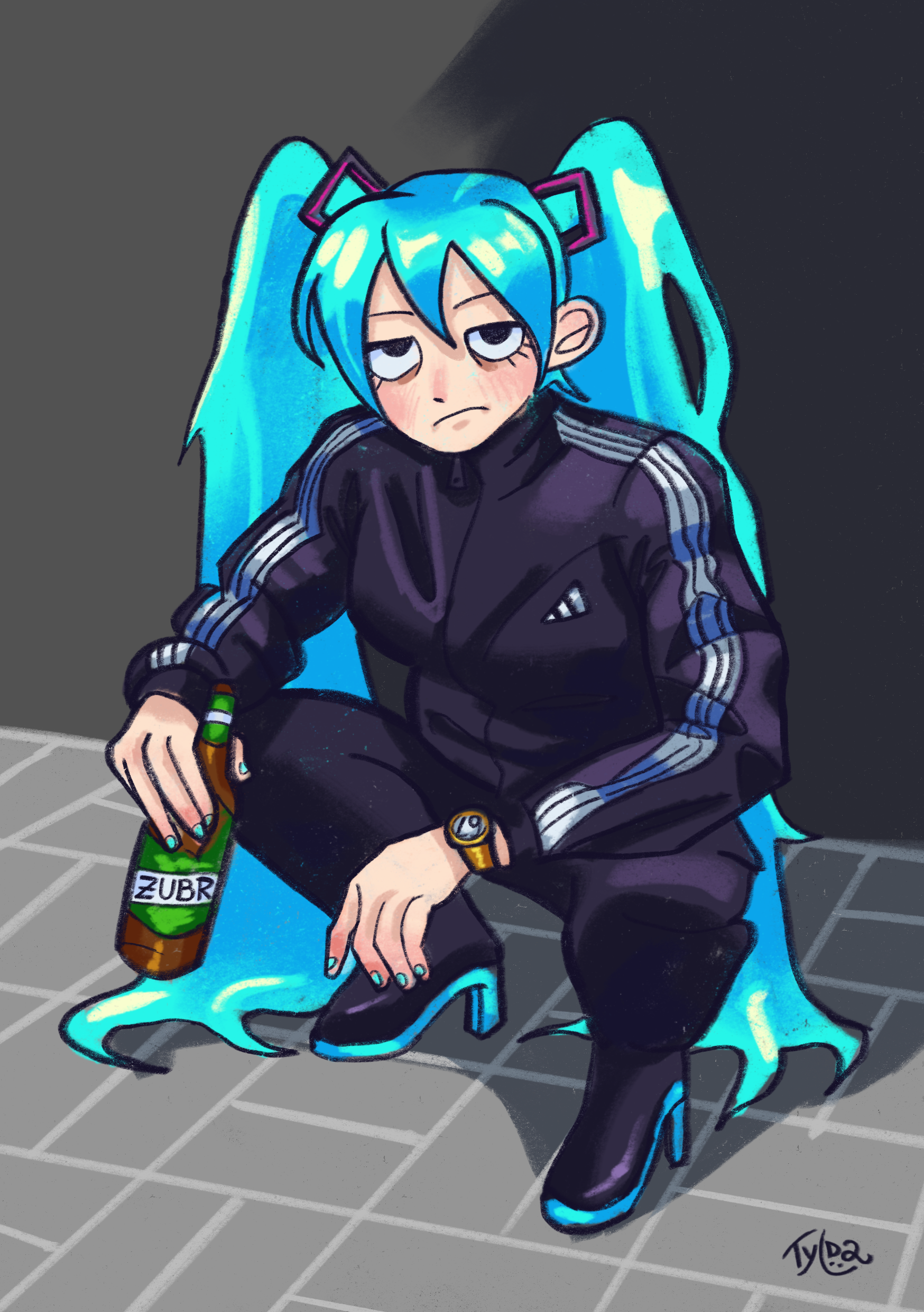 Hatsune dresiara, A5, digital painting, 2025