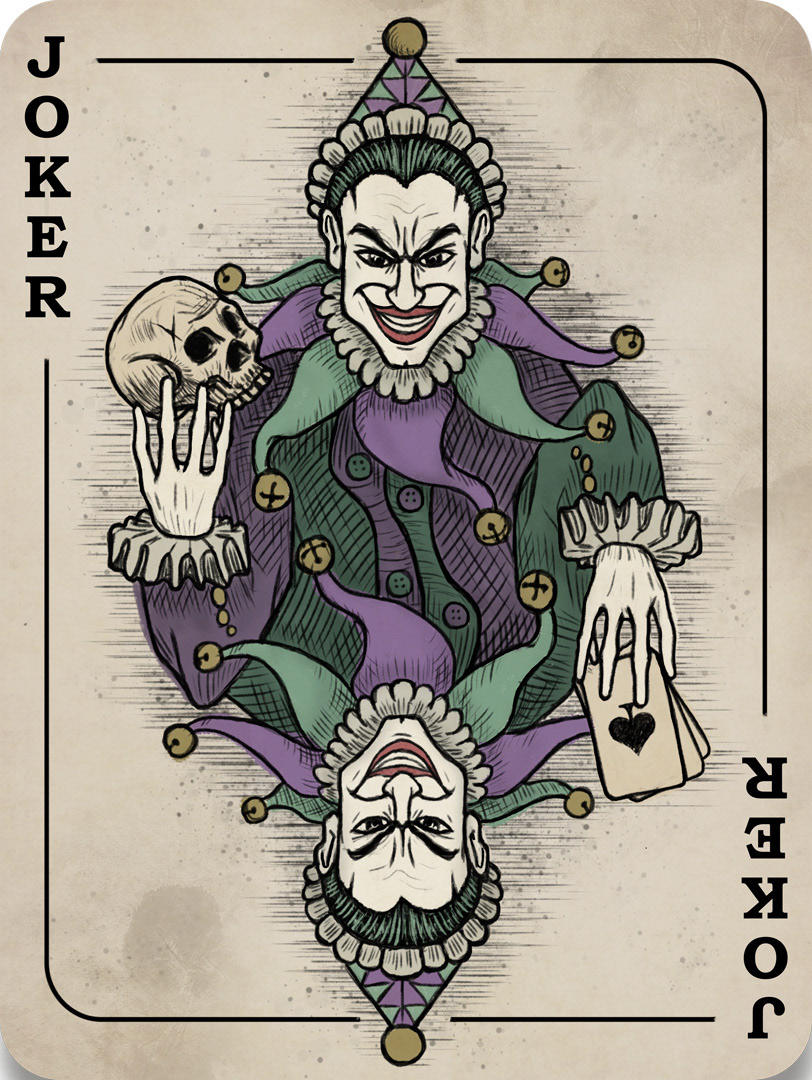 Famous Joker card in Batman's trophy room