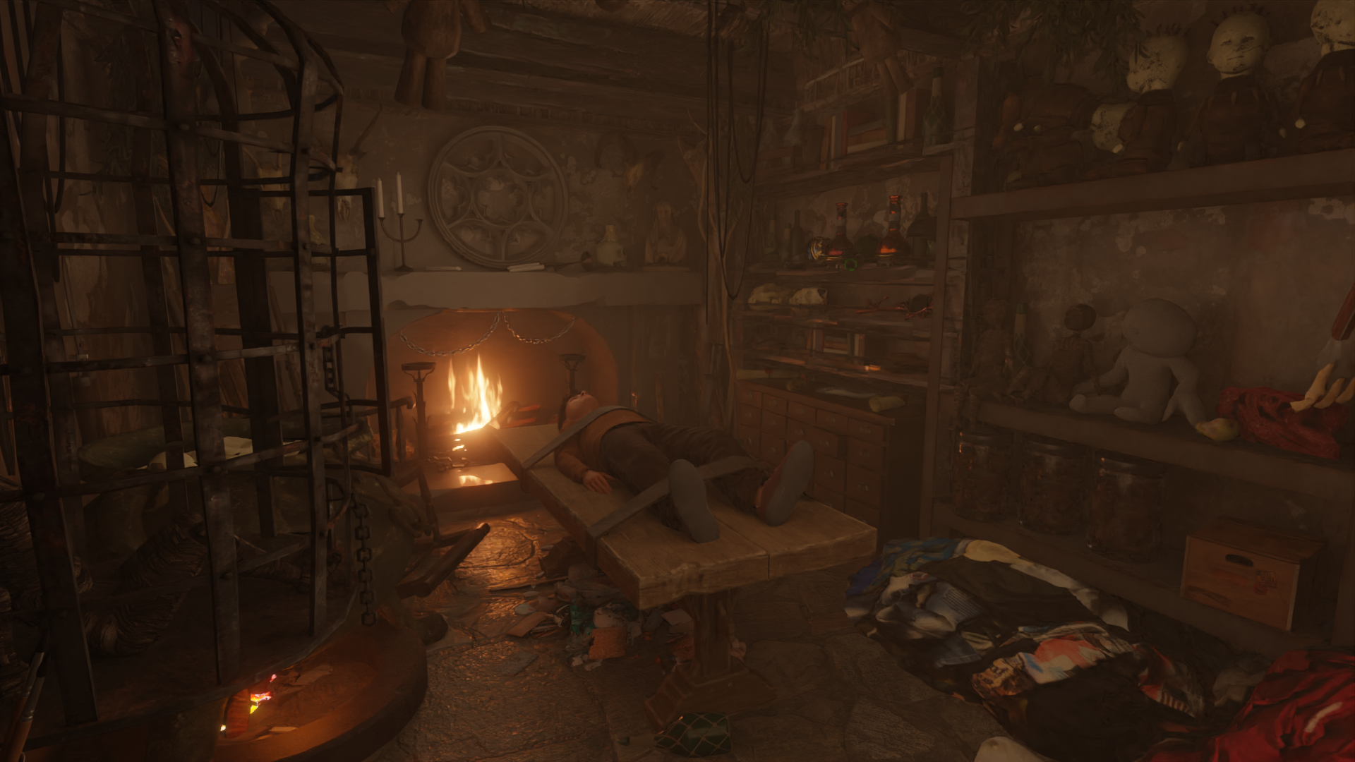 3d/2d Concept VR room set design. Witch's basement lair location set. final room in VR movie