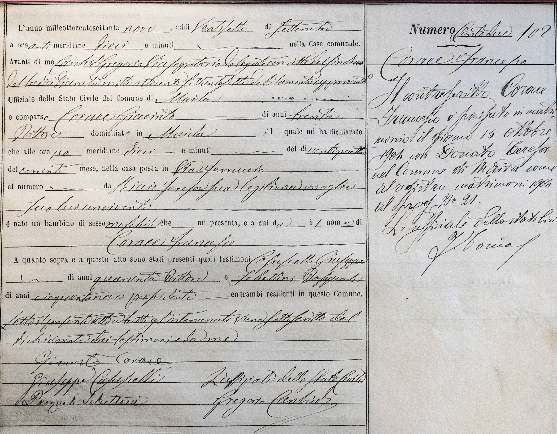 Francesco' Birth Certificate