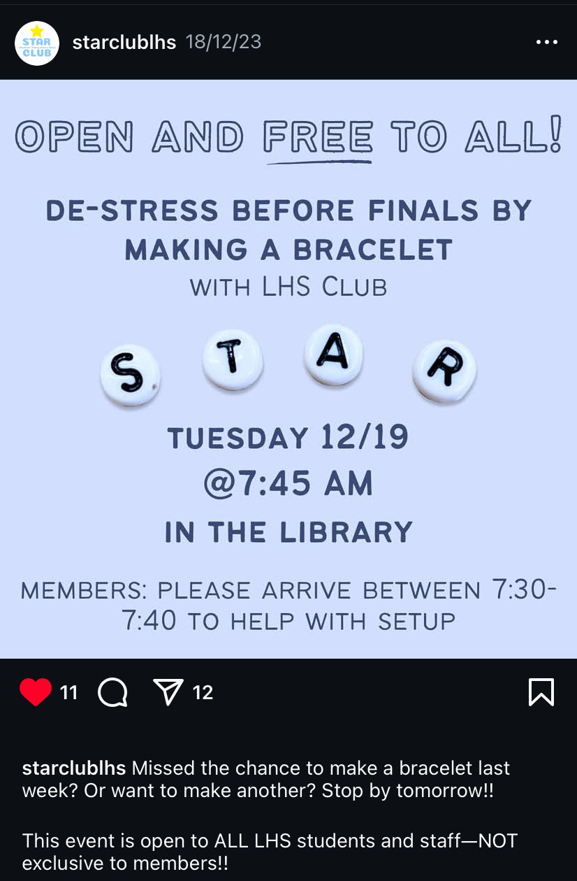 Lodi High School STAR Club Instagram Square Post 2023