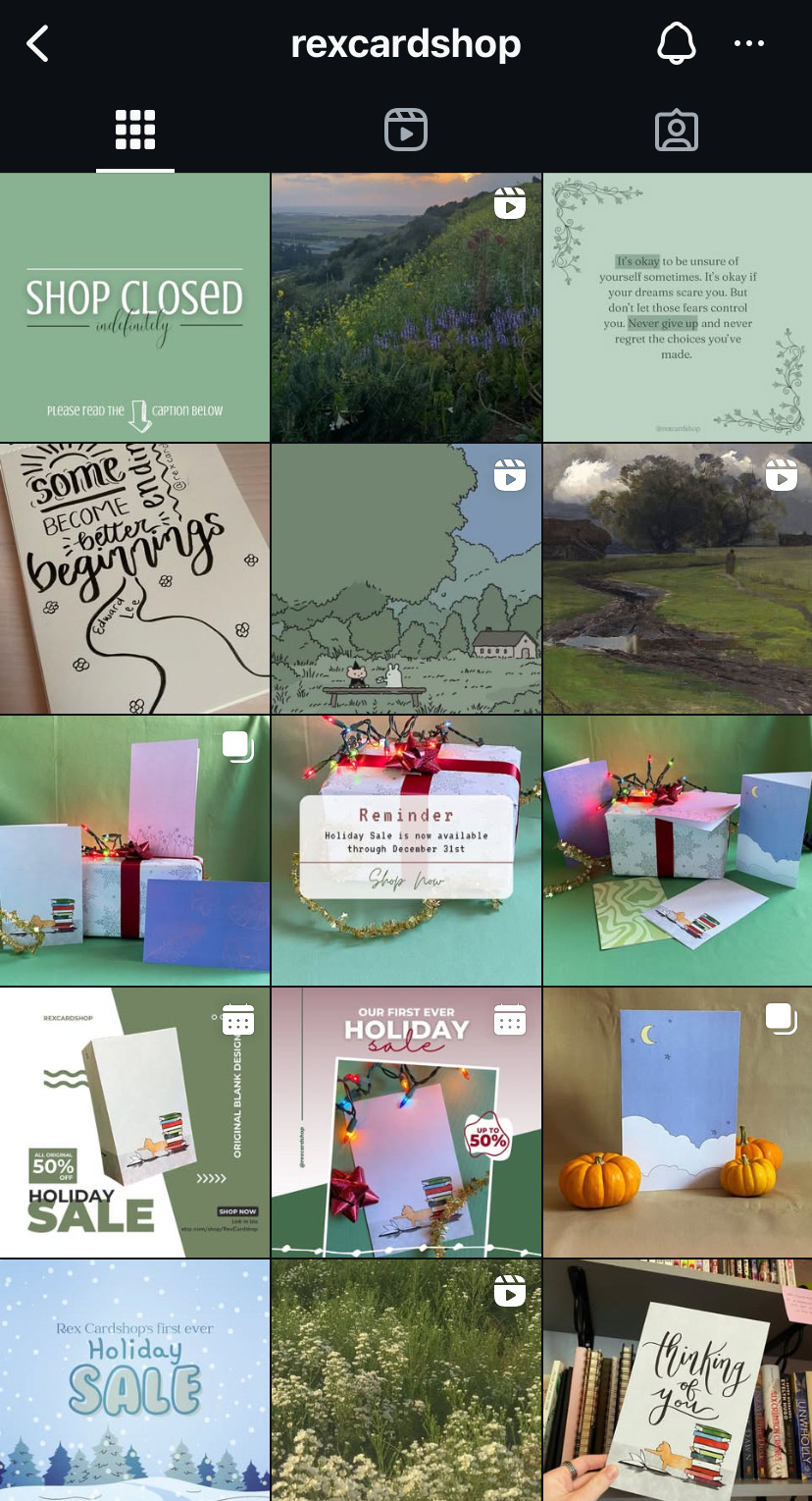 Rex Cardshop Instagram Feed 2023