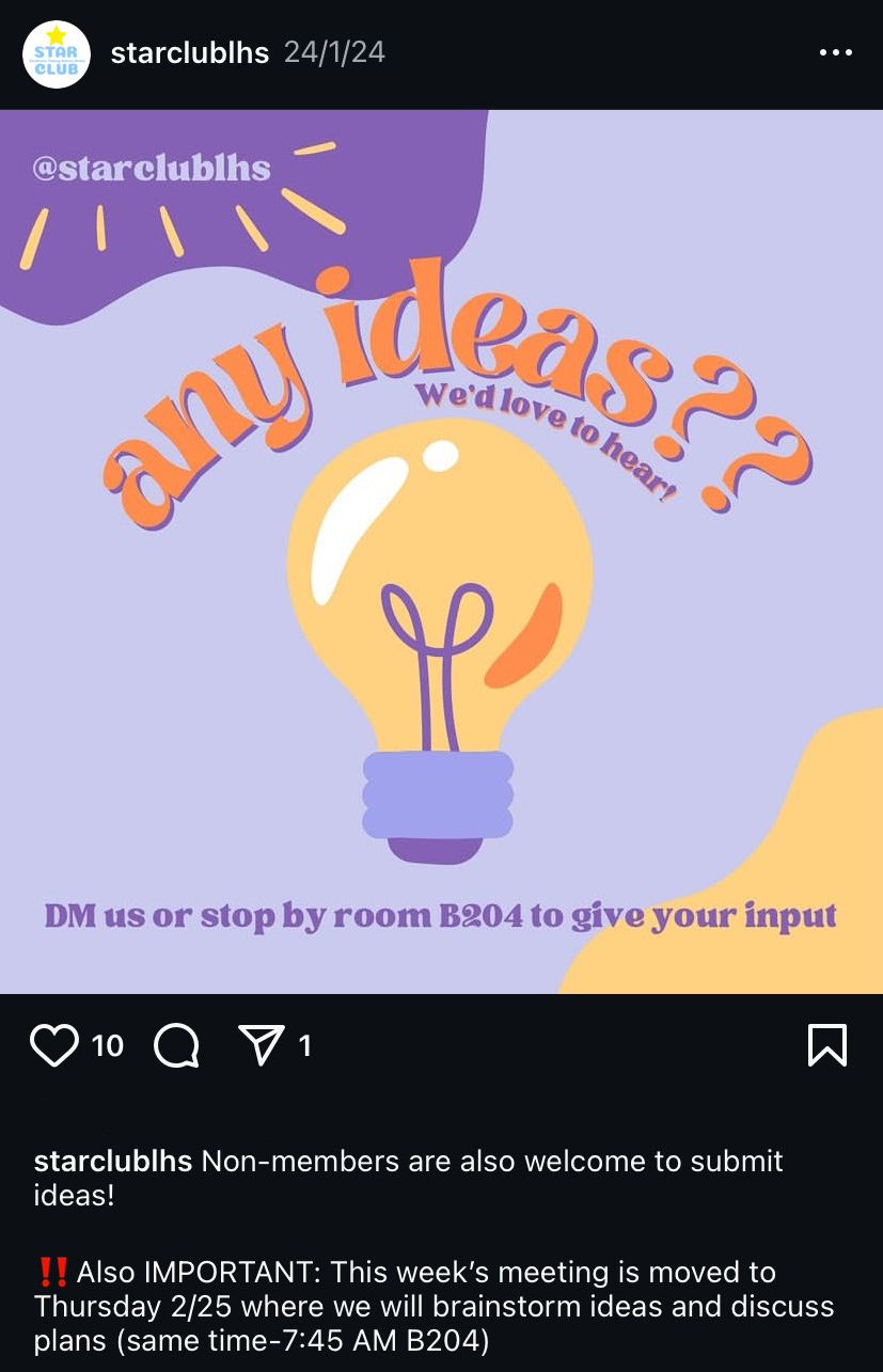 Lodi High School STAR Club Instagram Square Post 2024