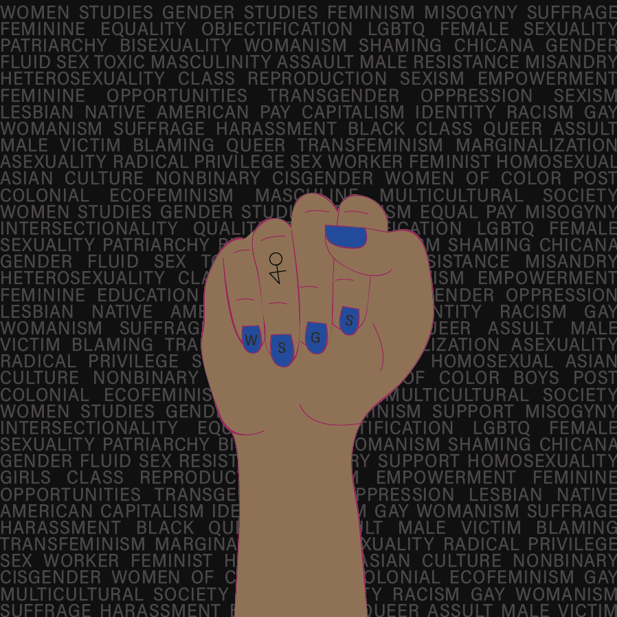 Design created for Loyola University Chicago's women studies and gender studies 40th year anniversary. This design was chosen as a runner-up of a contest they hosted and made into stickers that they handed out to students at the school.