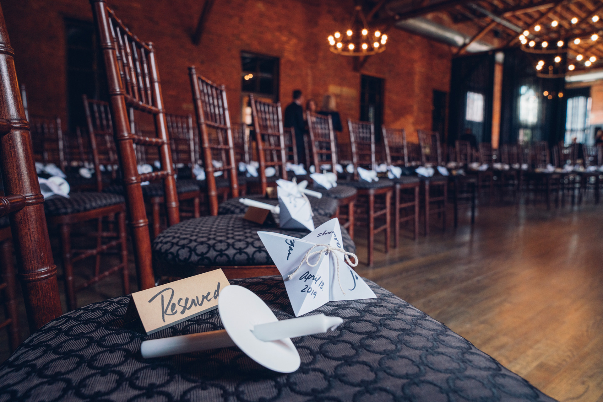 Ceremony programs were folded into interactive cootie catchers