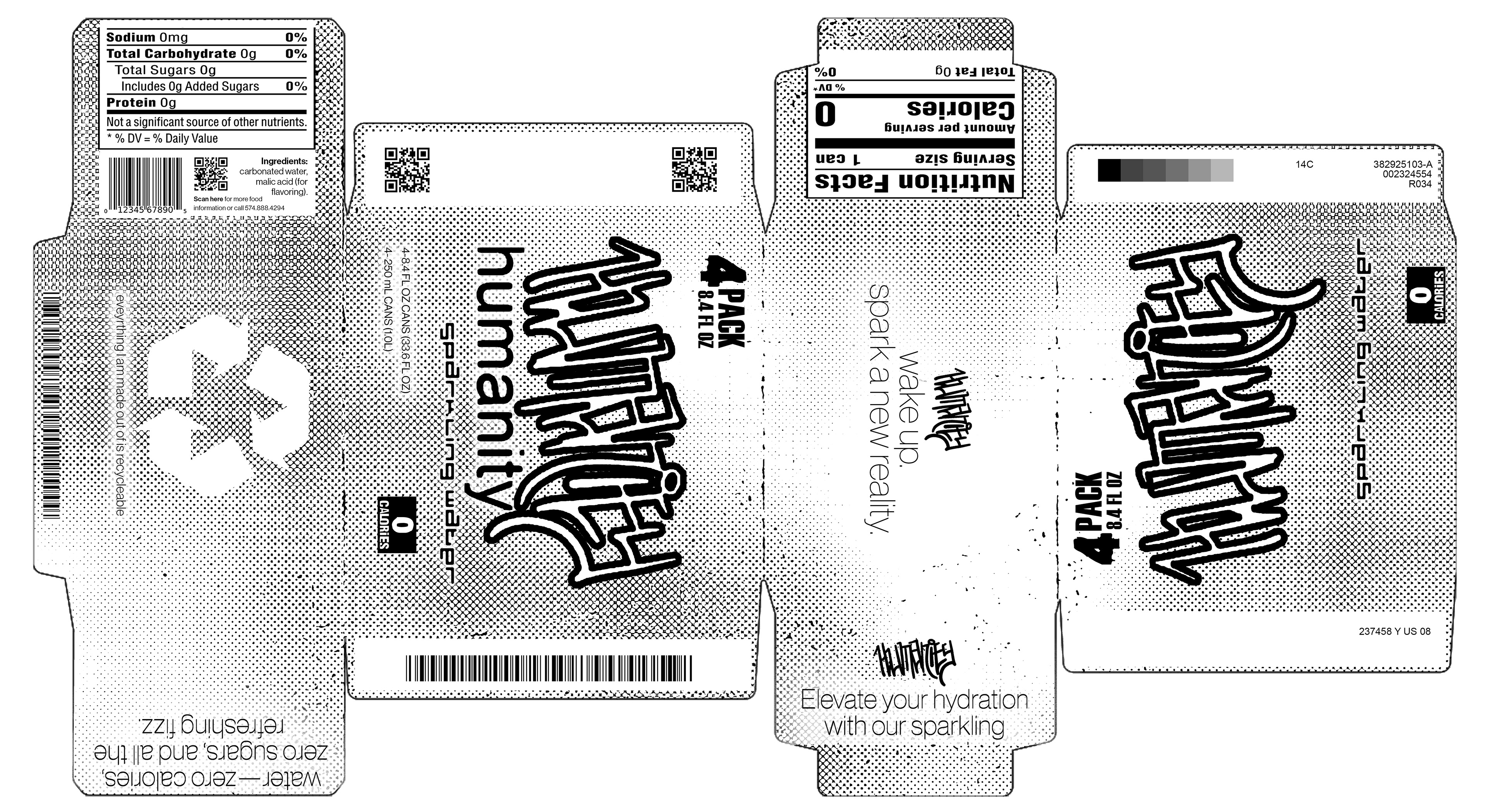 4 Pack Box of Humanity Sparkling Water
