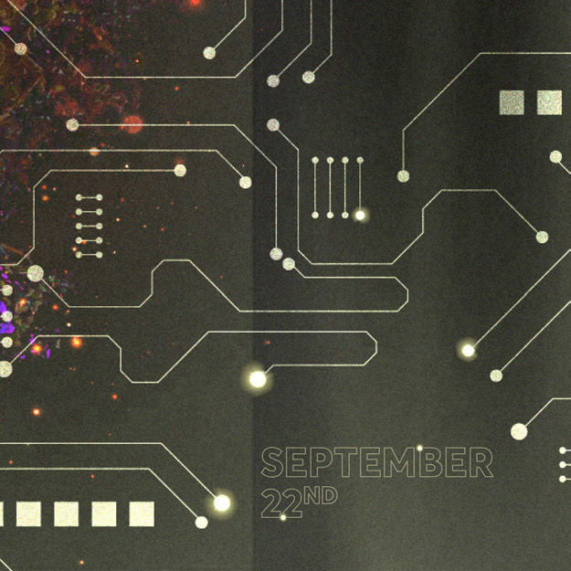 5 - Close up of the glass, where the circuits are spreading, and the message is being build.