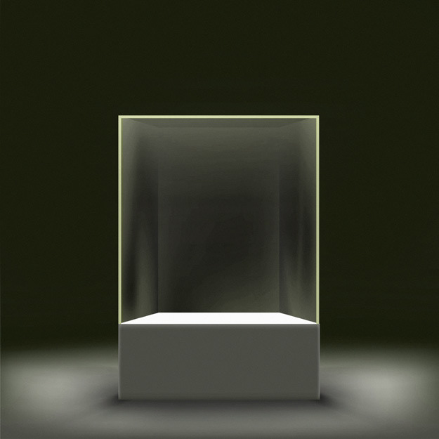1 - Starts out with an empty glass cube.