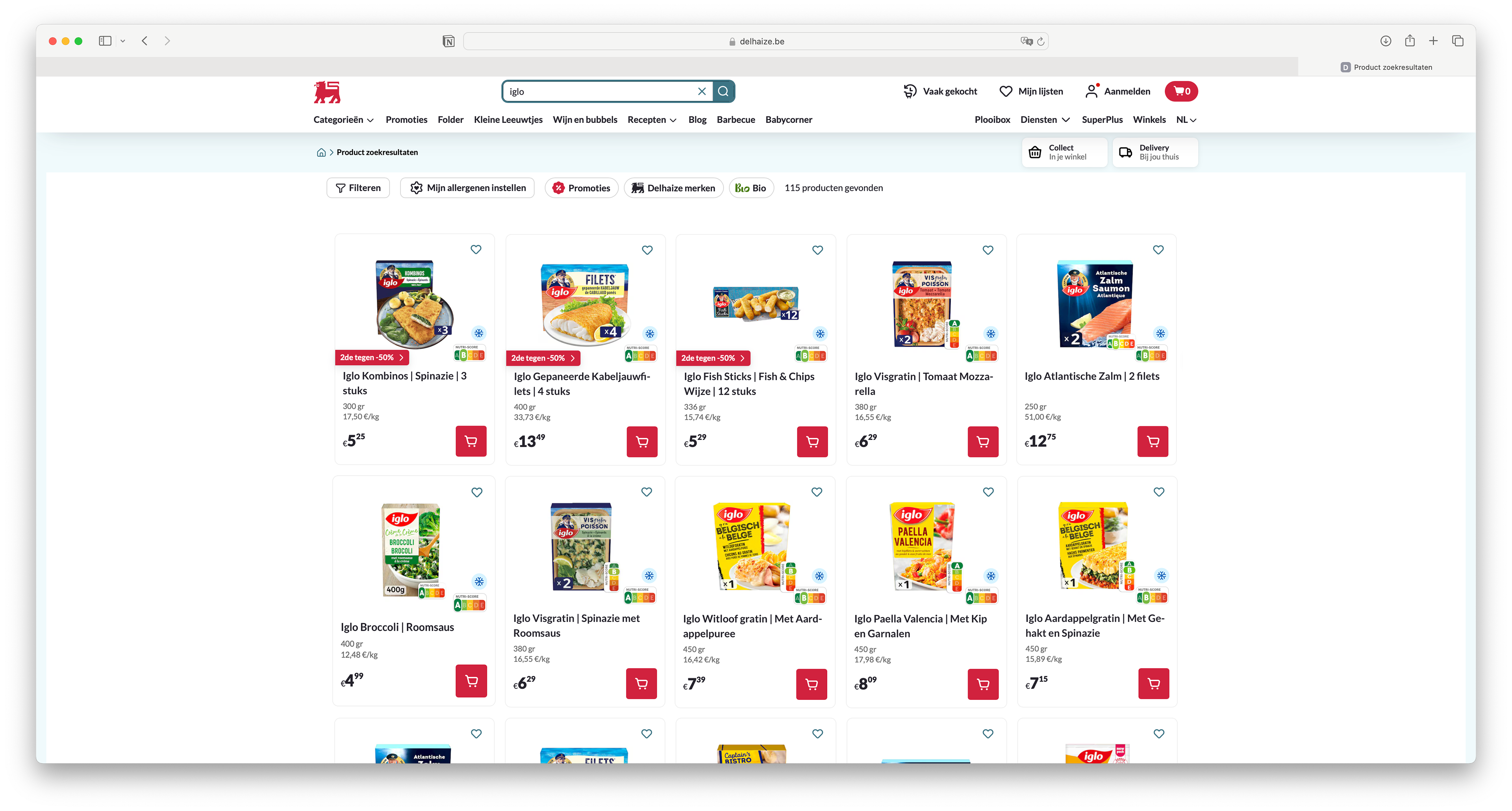 Iglo products images being used on Europe website