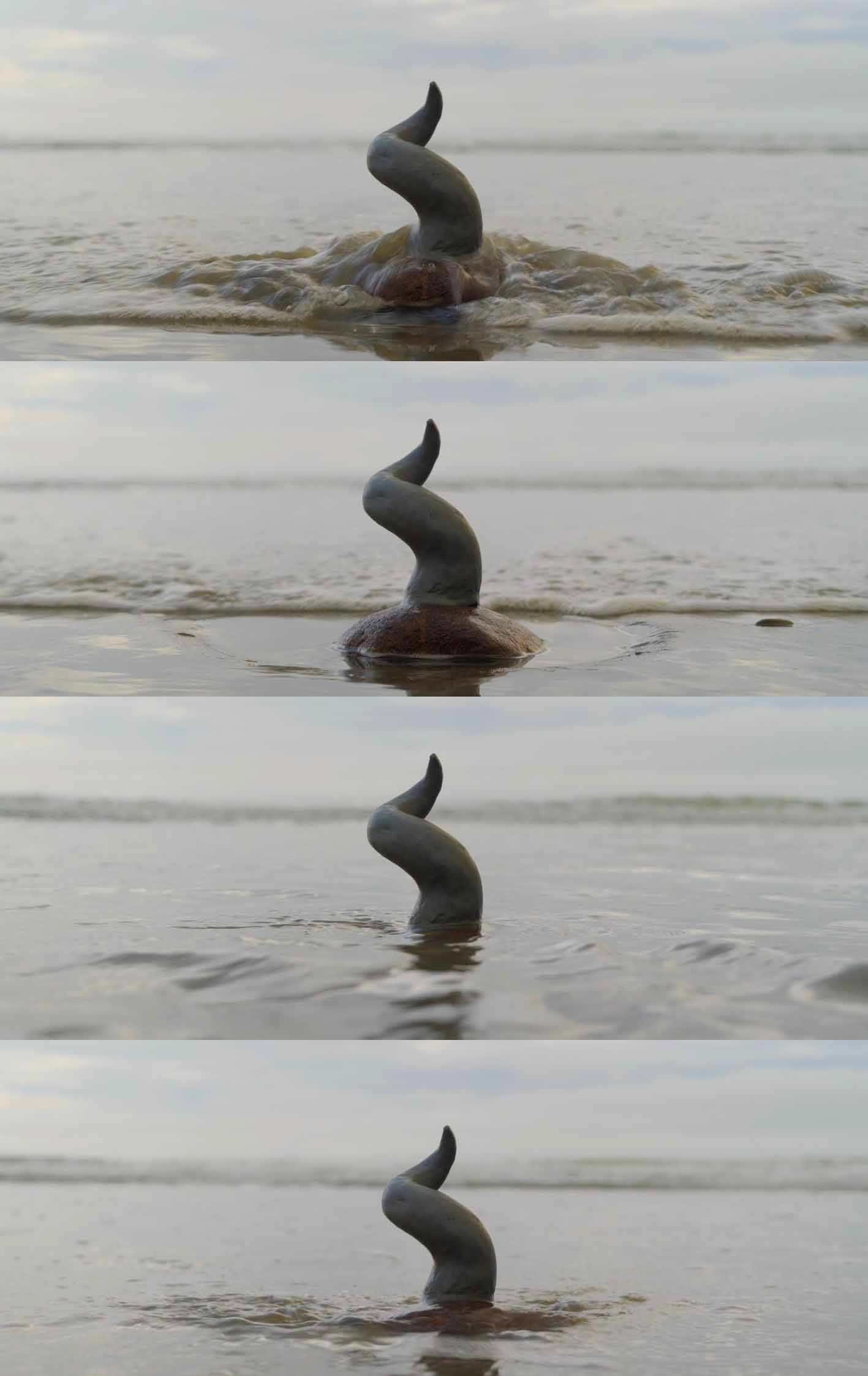 Tentacle ocean experiment, 2026, natural ocean clay, 50 x 50 x 150mm