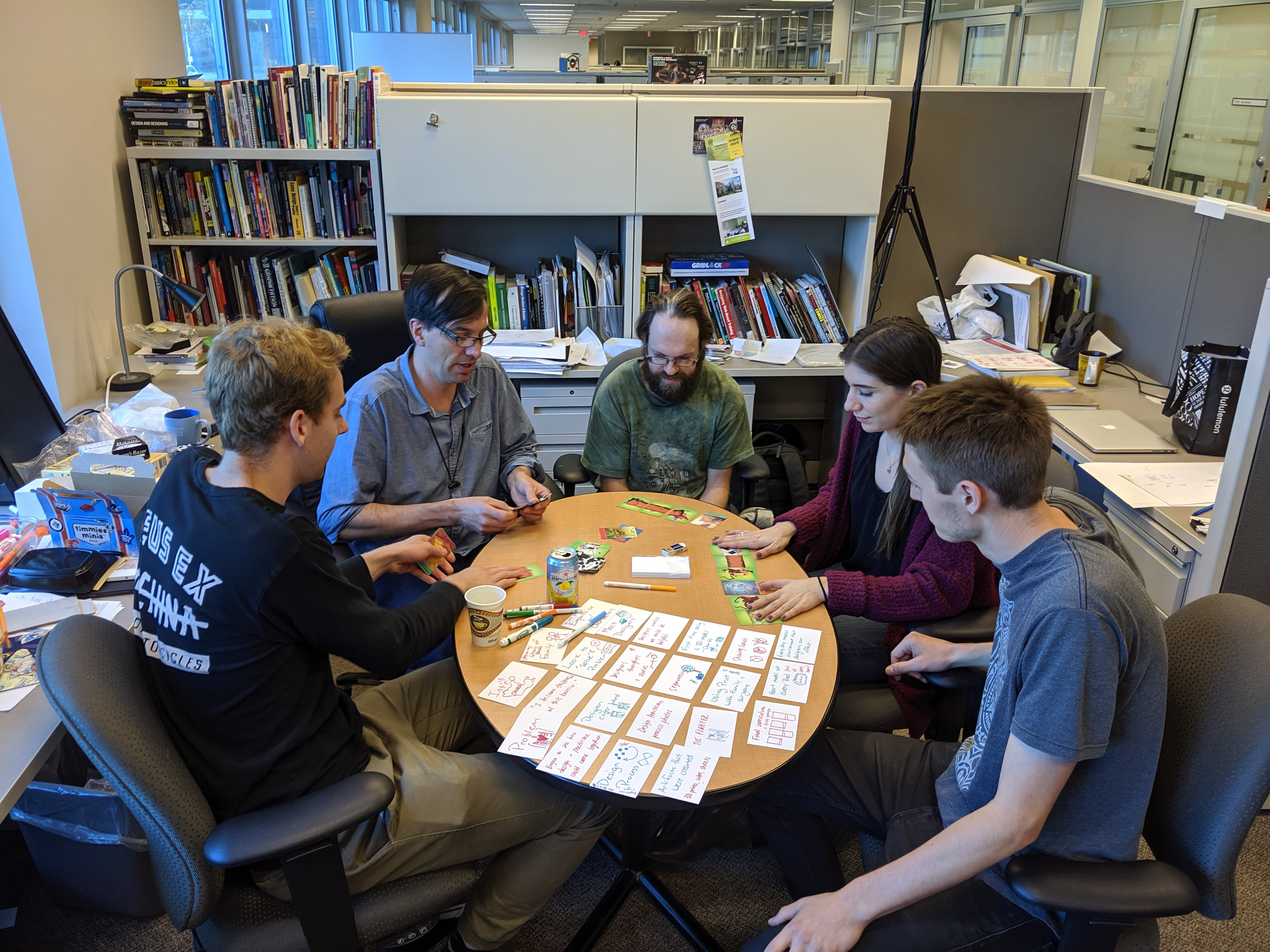 Tiny table team huddle