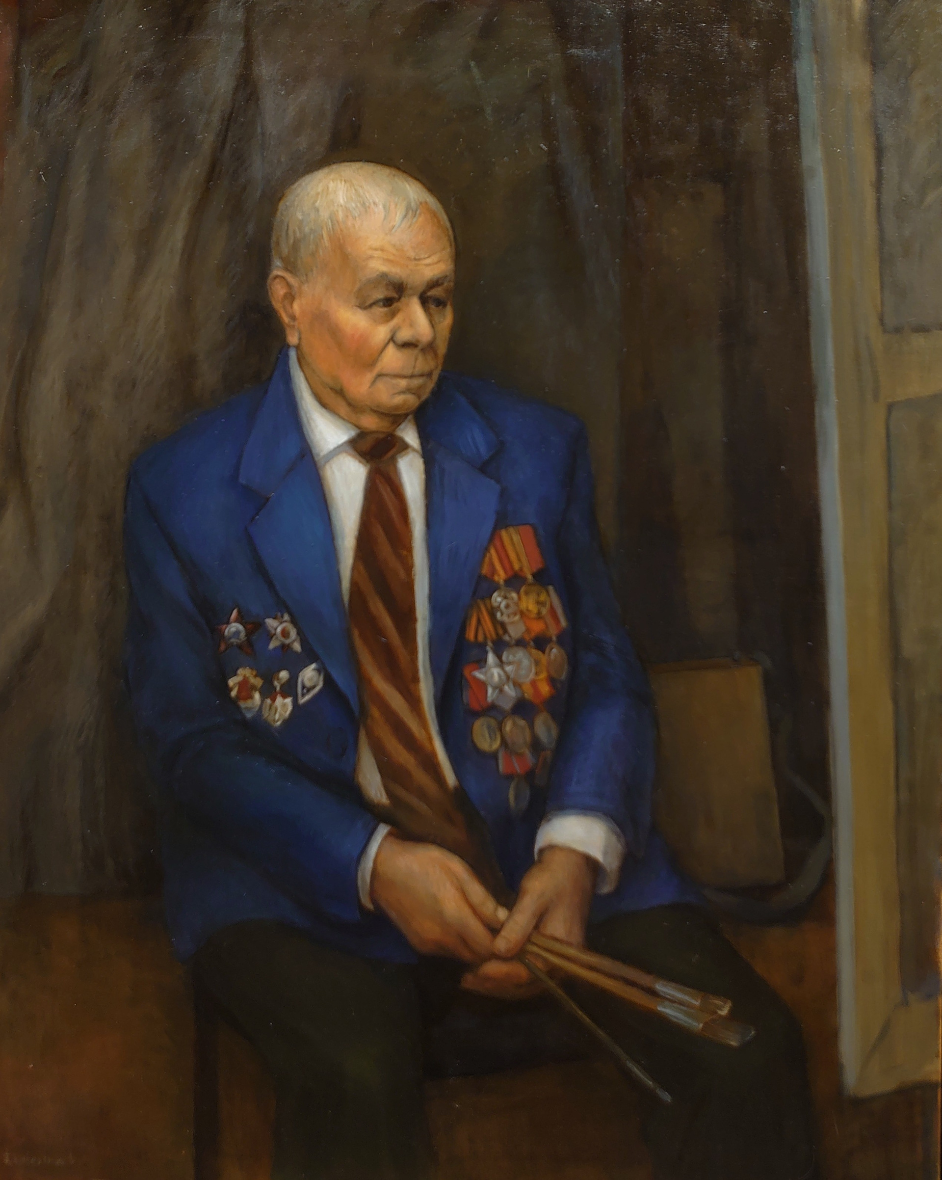 The portrait of artist Vasiliy Doysan. Oil on canvas, 100x80 cm, 2017-2021.