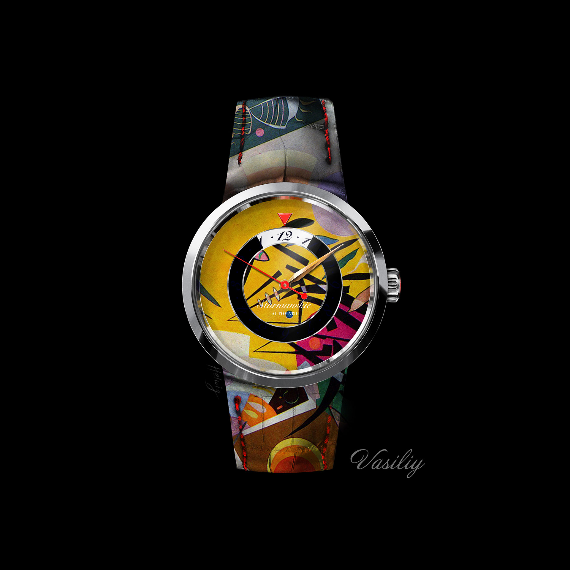 Watch design dedicated to Wassily Kandinsky. Concept.