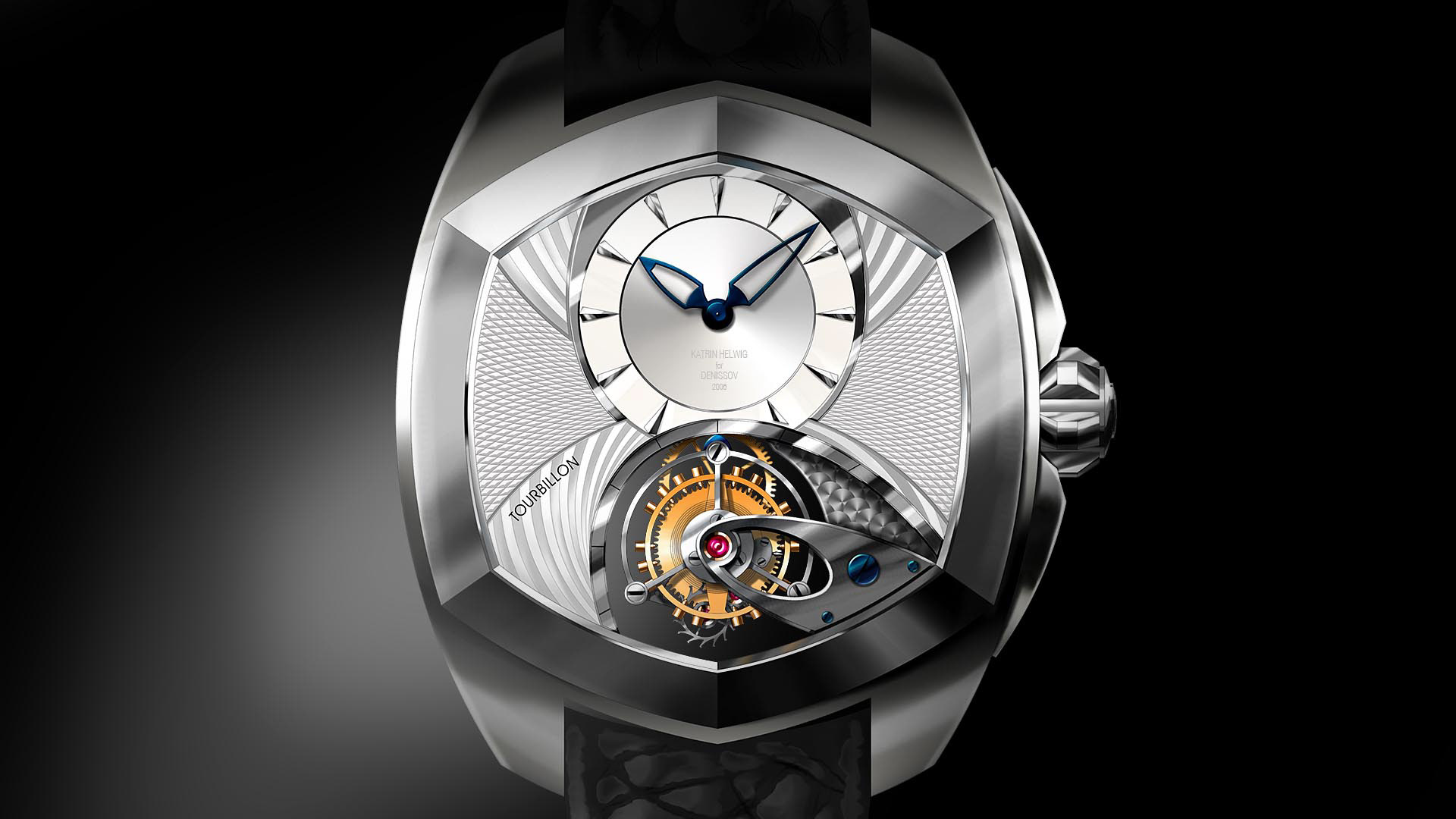 Watch design. Ekaterina Fornell. Concept sketch. 3D modeling and rendering in Photoshop..