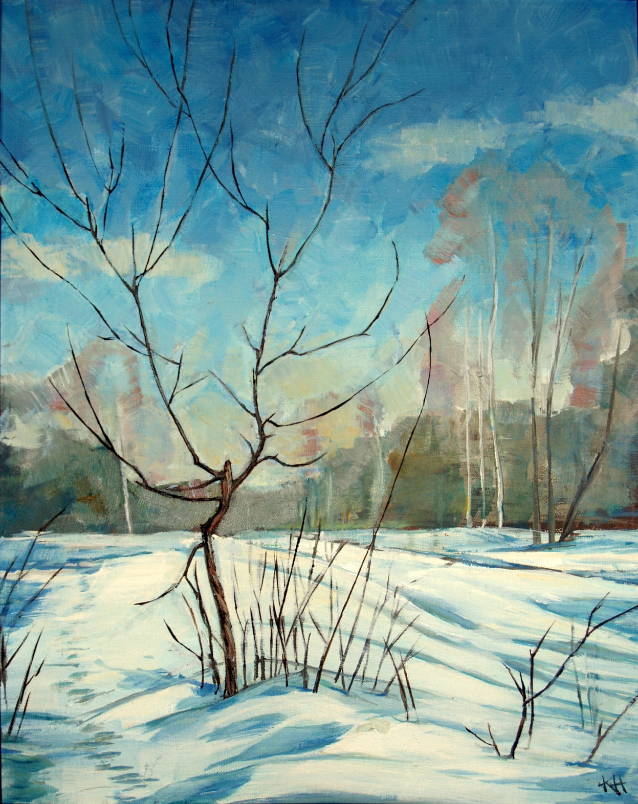 March in Pushkino. Oil on canvas, 40x50 cm, 2007.