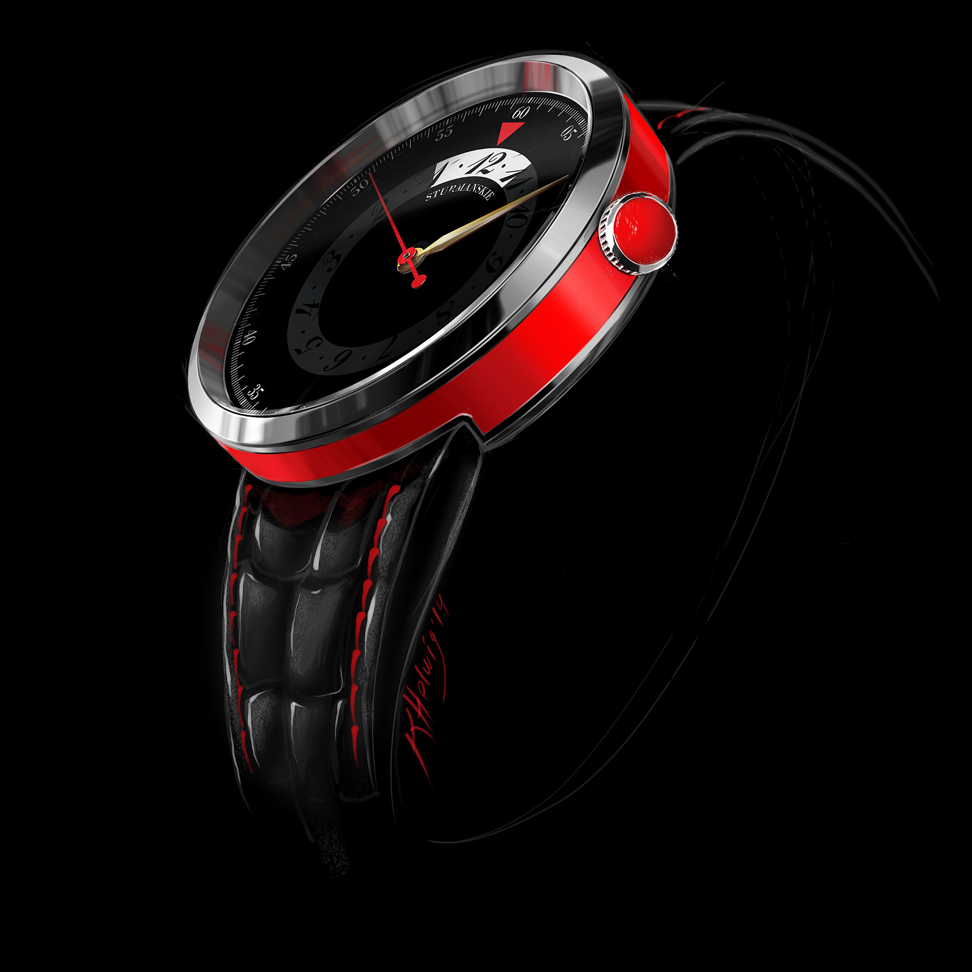 Watch design of a Sturmanskie Mars, watch sketch by Ekaterina Fornell