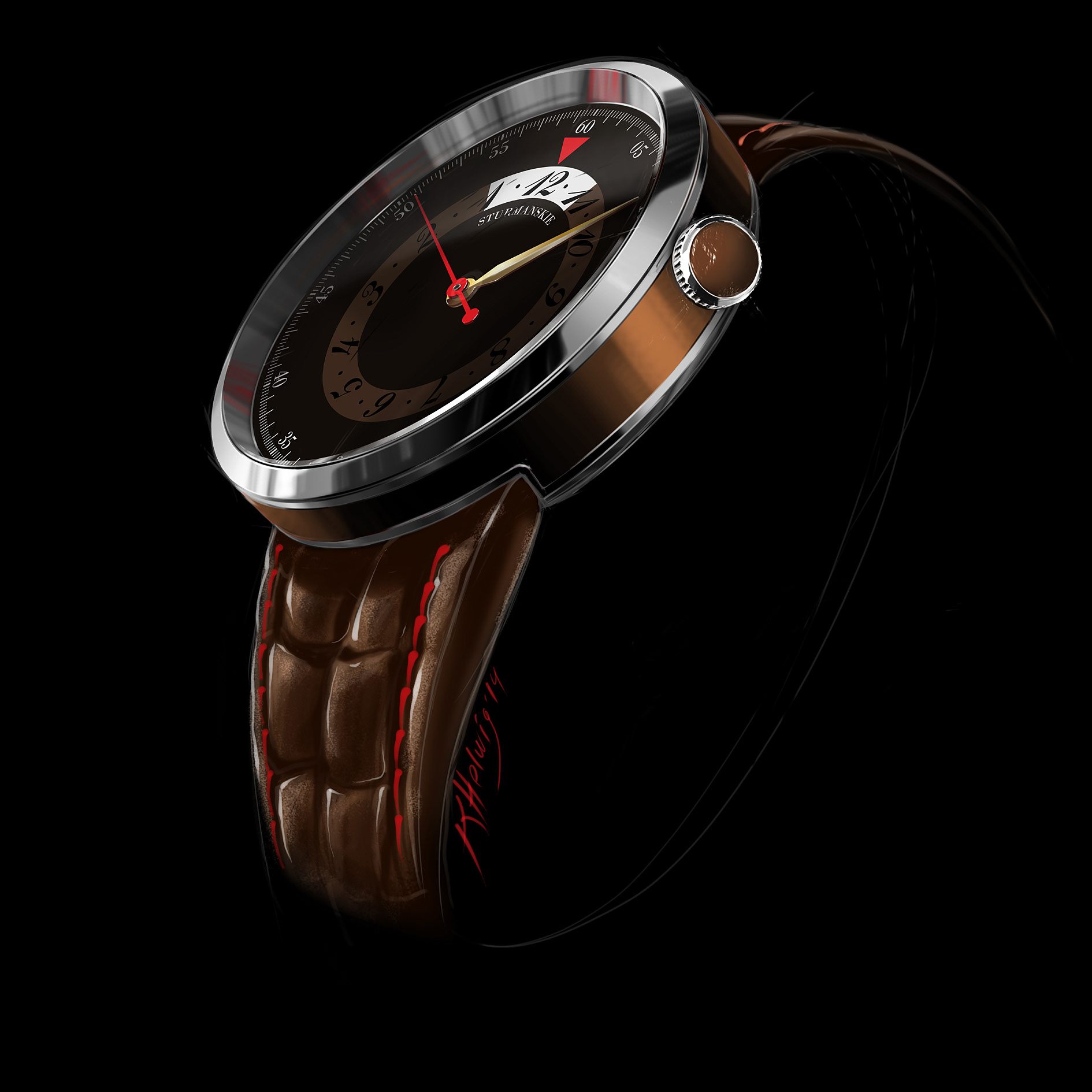 Sturmanskie watch design.  Brown color variant rendering. E.Fornell