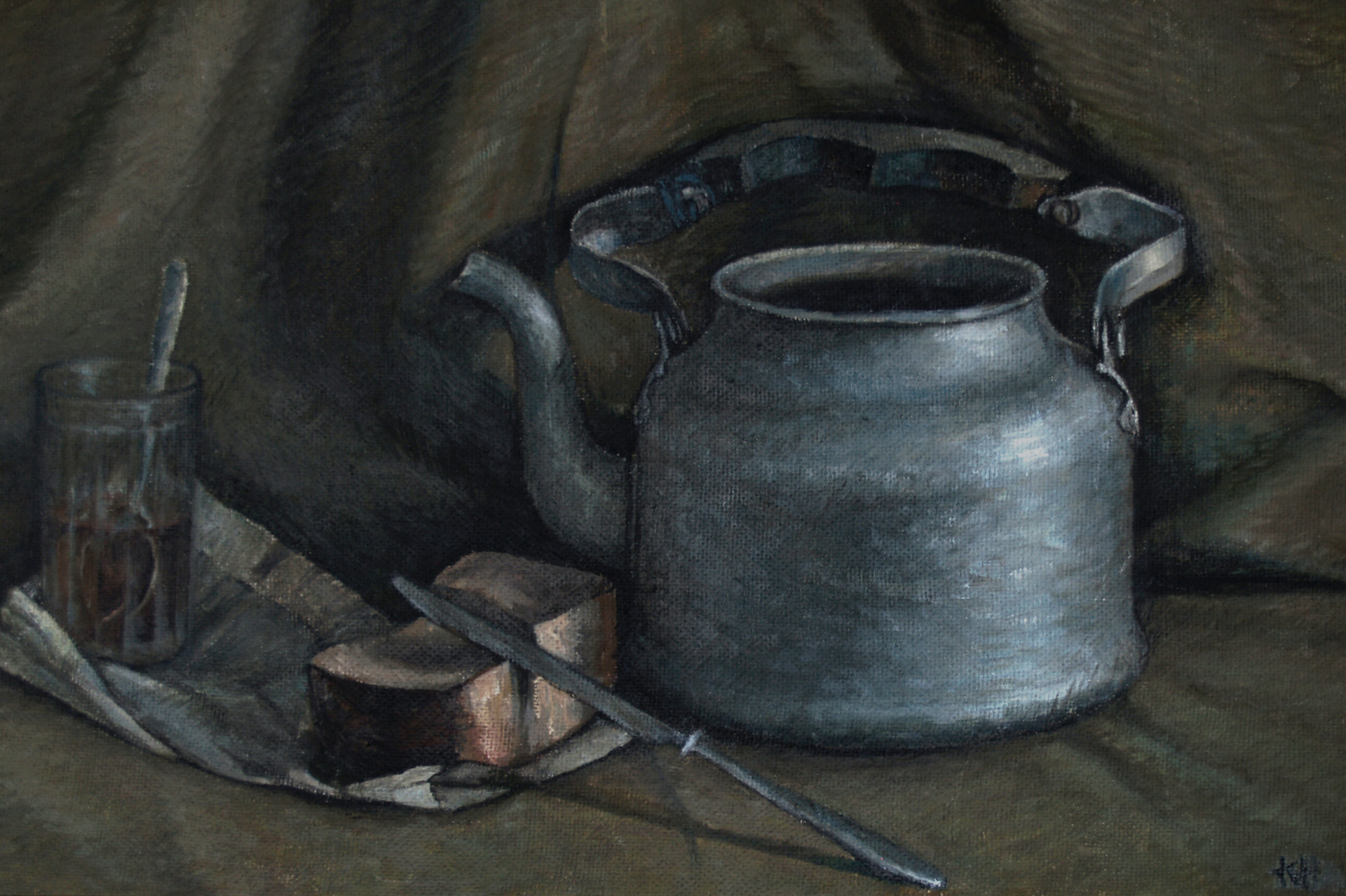 Tea. Oils on hardboard, 40x60, 2007.