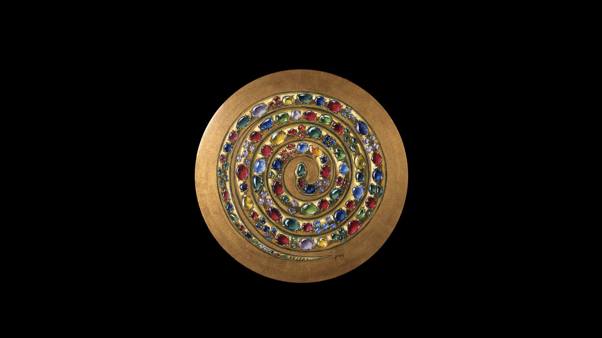 Precious snake. Oil and acrylic paint on canvas. D 50 cm. 2014.