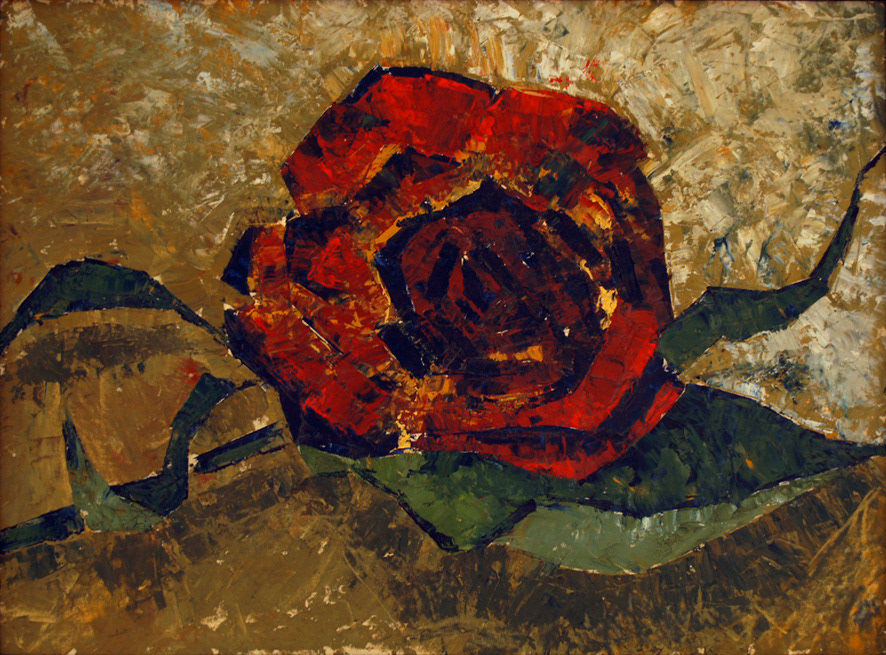 The autumn rose. Oil on cardboard. 40x50 cm. Circa 1999.