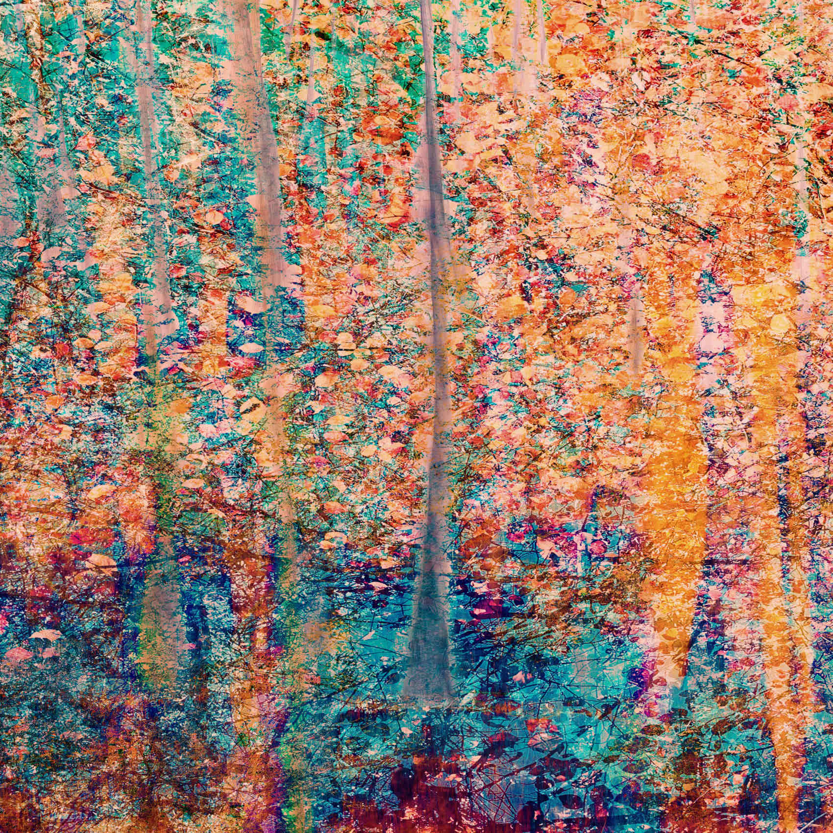 Dreamlike nature-inspired abstract art print with shades of blue and violet