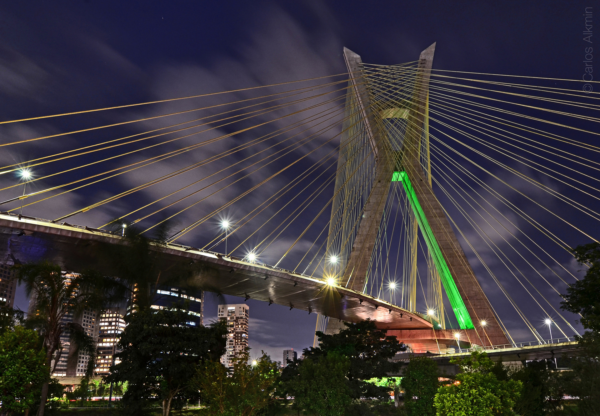 Ponte Estaiada Octávio Frias de Oliveira durante "Greenings 2023" do Consulado da Irlanda em São Paulo