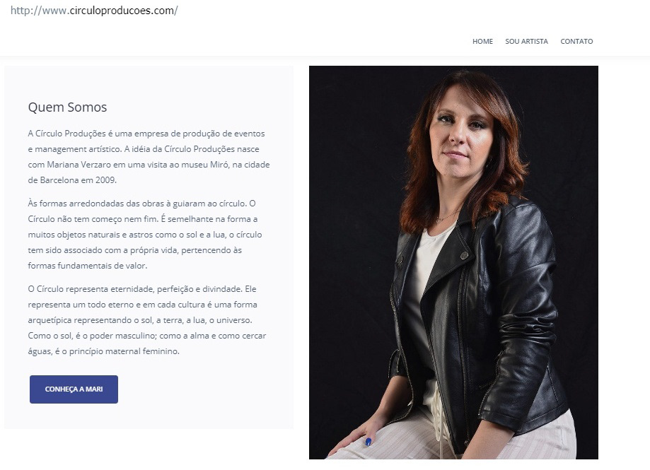 Site Círculo Produções - retrato da diretora