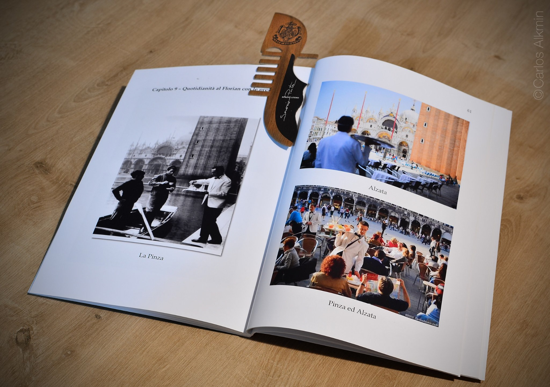 Livro "Alle prese con il servizio al vassoio", de Igor Battistin, sobre seu trabalho no Caffè Florian, de Veneza - foto inferior da página da direita